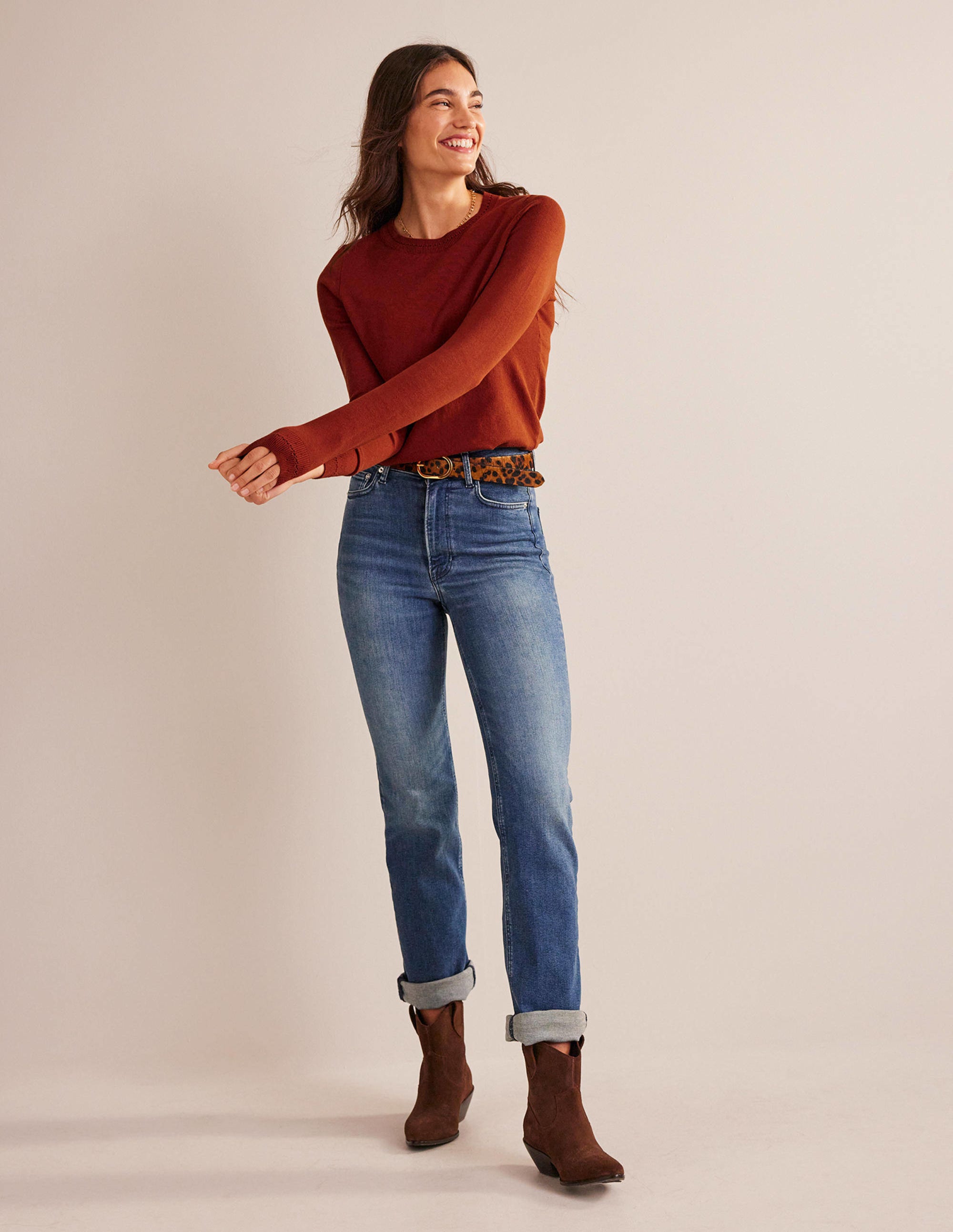 Catriona Pullover aus Baumwolle mit Rundhalsausschnitt-Kastanienbraun - Image 4