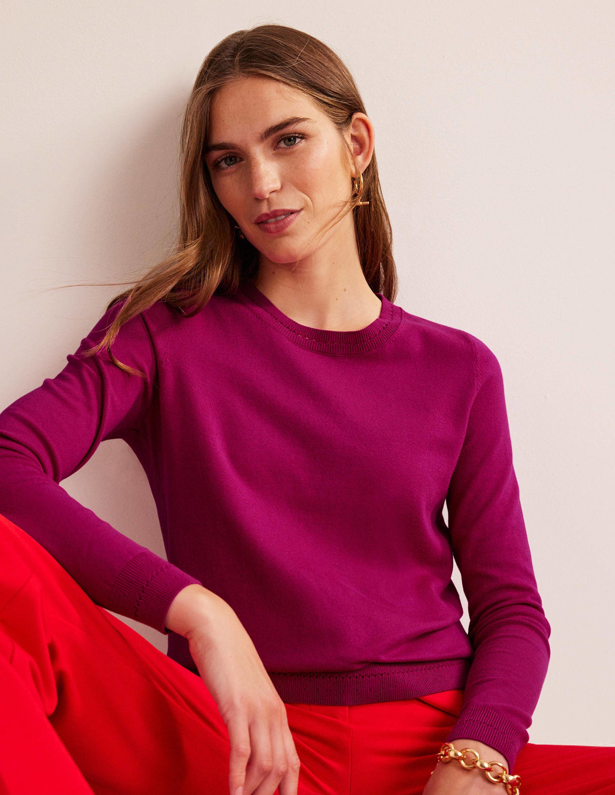 Catriona Pullover aus Baumwolle mit Rundhalsausschnitt-Festival-Fuchsia-1