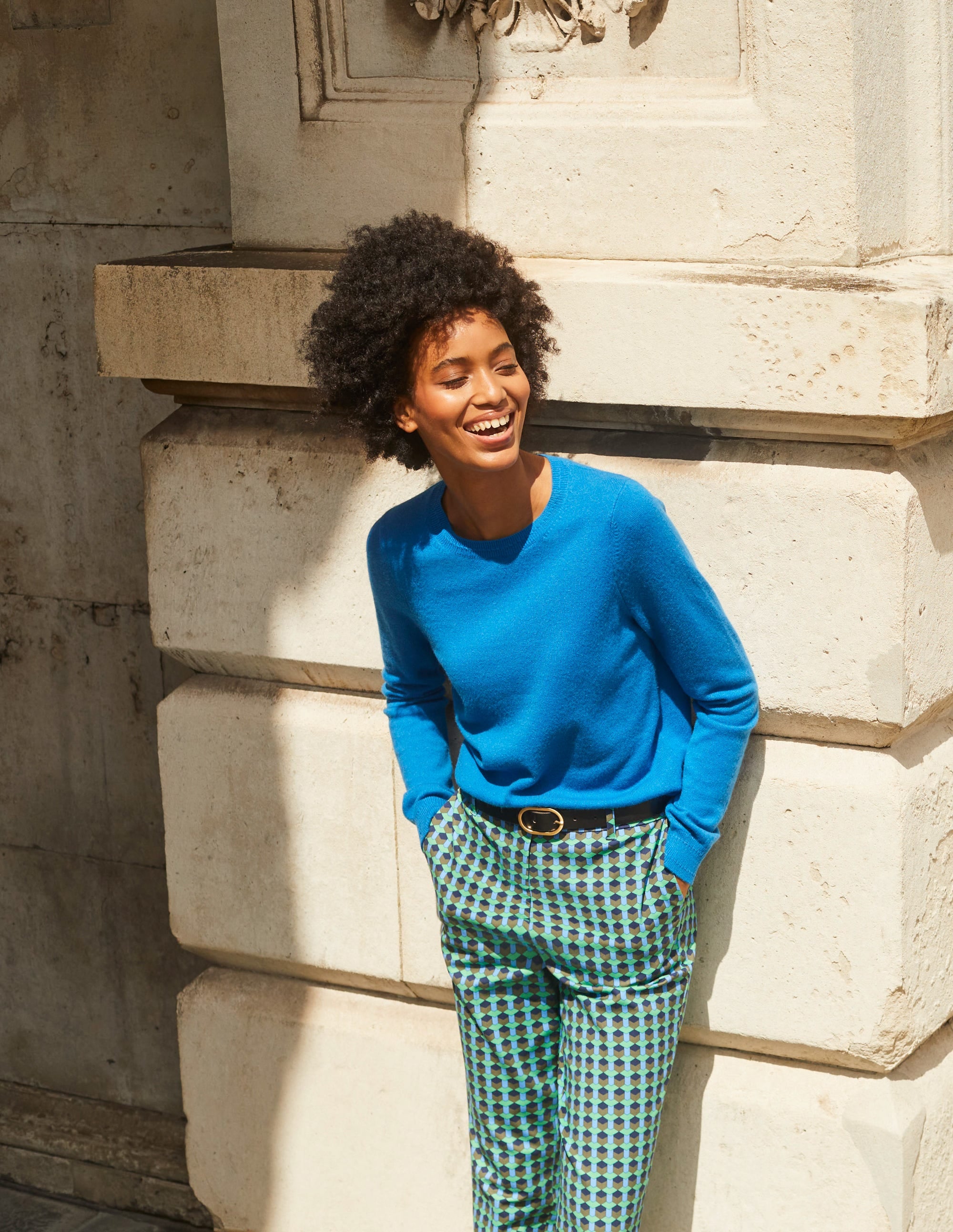Eva Kaschmirpullover mit Rundhalsausschnitt-Cyanblau - Image 5