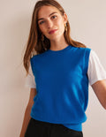 Eva Cashmere Tank-Cyan