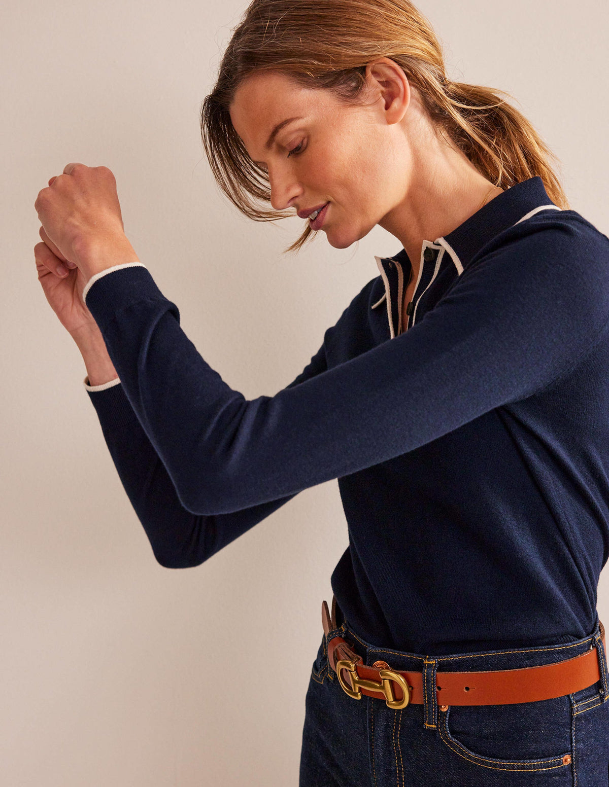 Estelle Henley Jumper-Navy - Image 4