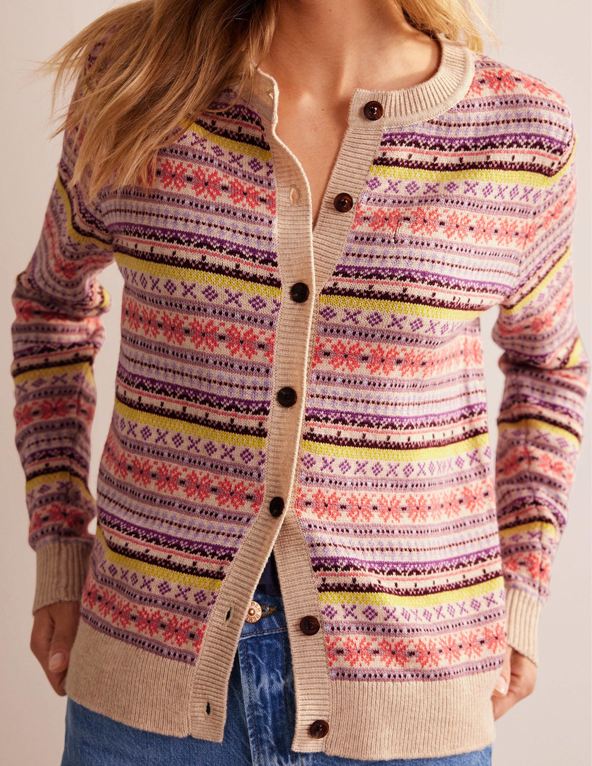 Edie Fair-Isle-Strickjacke-Kreiderosa Fair-Isle - Image 2
