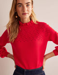 Pointelle Detailed Jumper-Hot Pepper