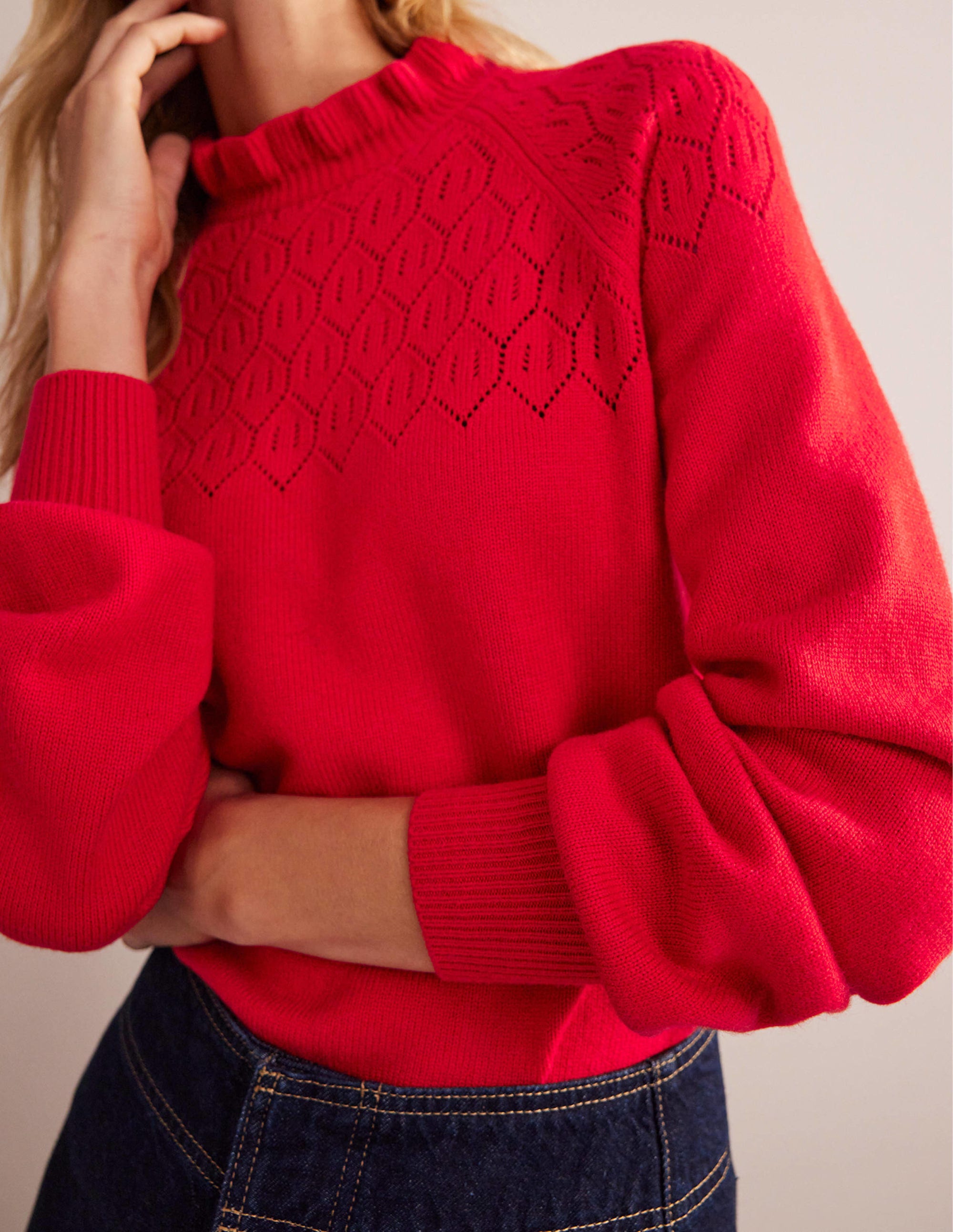 Pointelle Detailed Jumper-Hot Pepper - Image 2