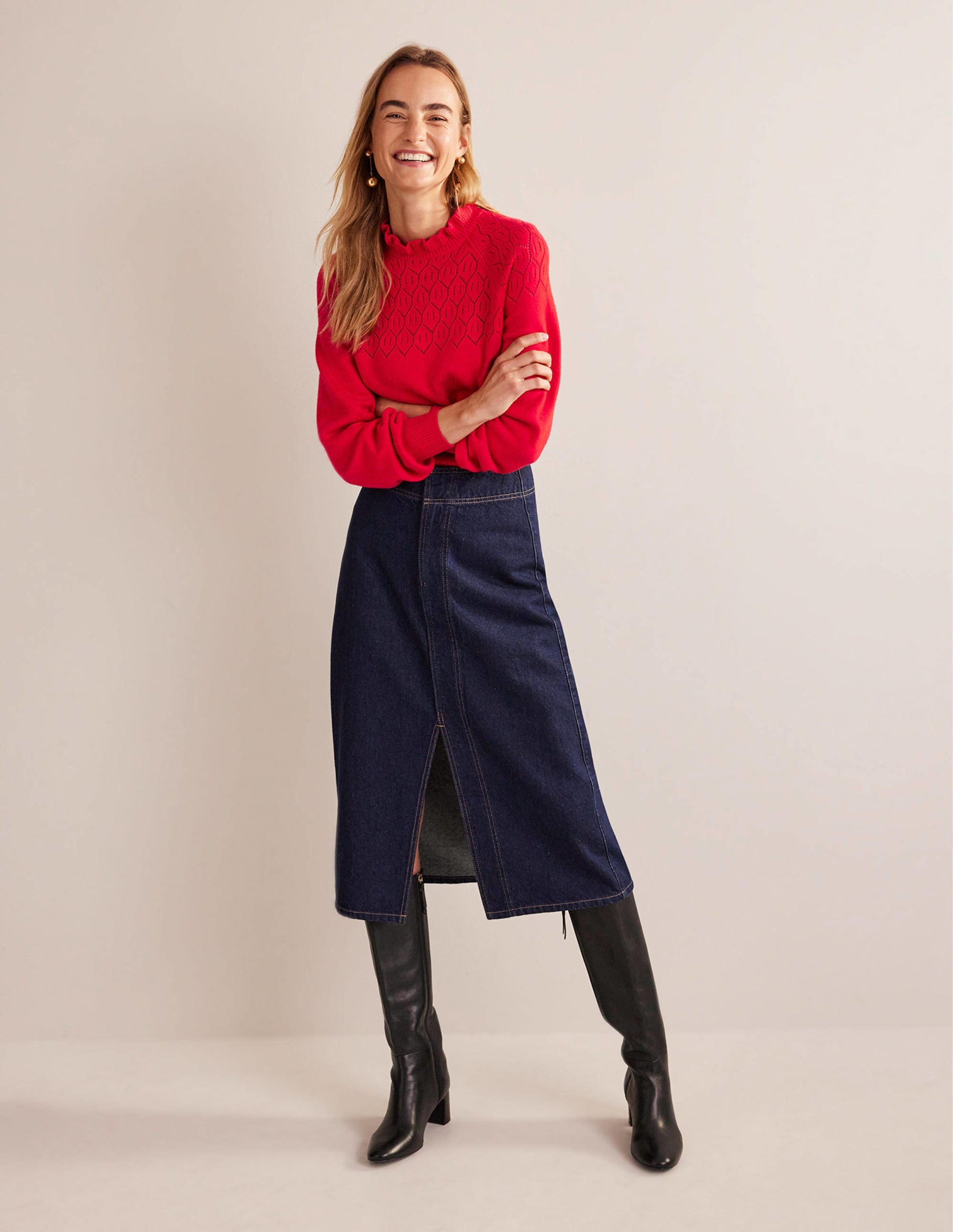 Pointelle Detailed Jumper-Hot Pepper-4