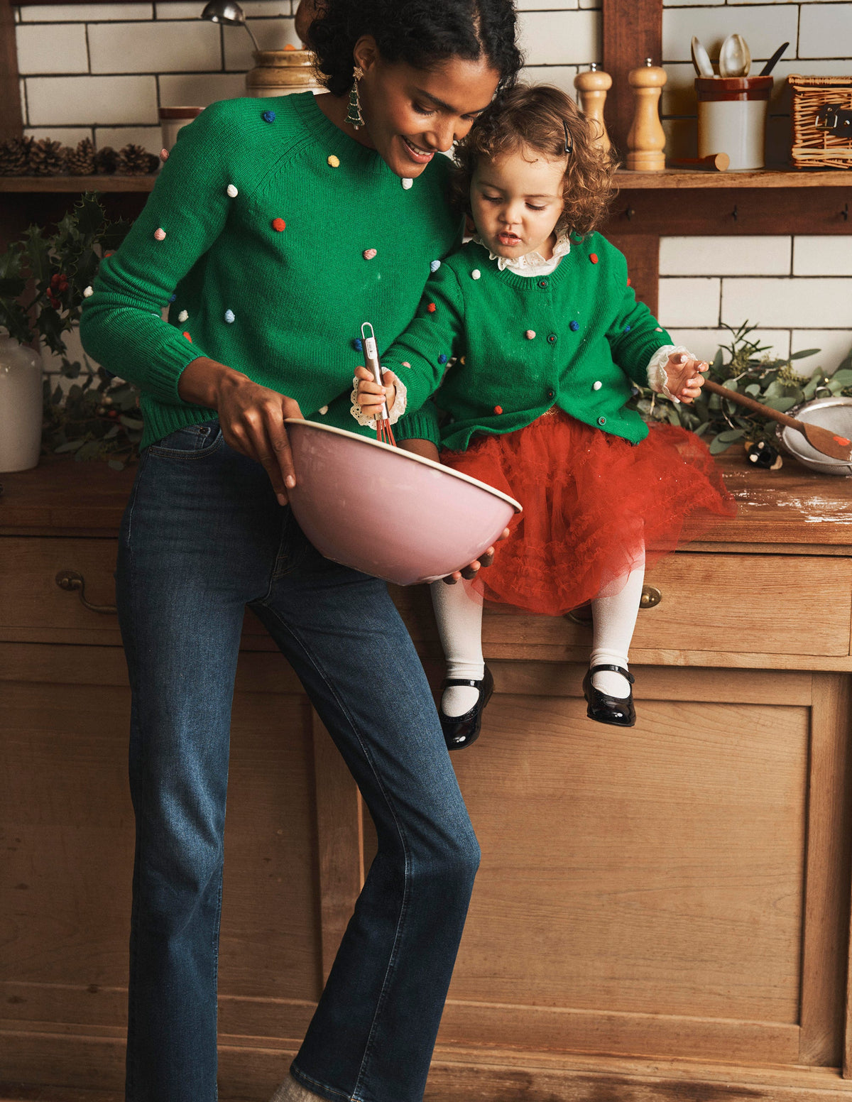 Christmas Pompom Jumper-Veridian Green-7