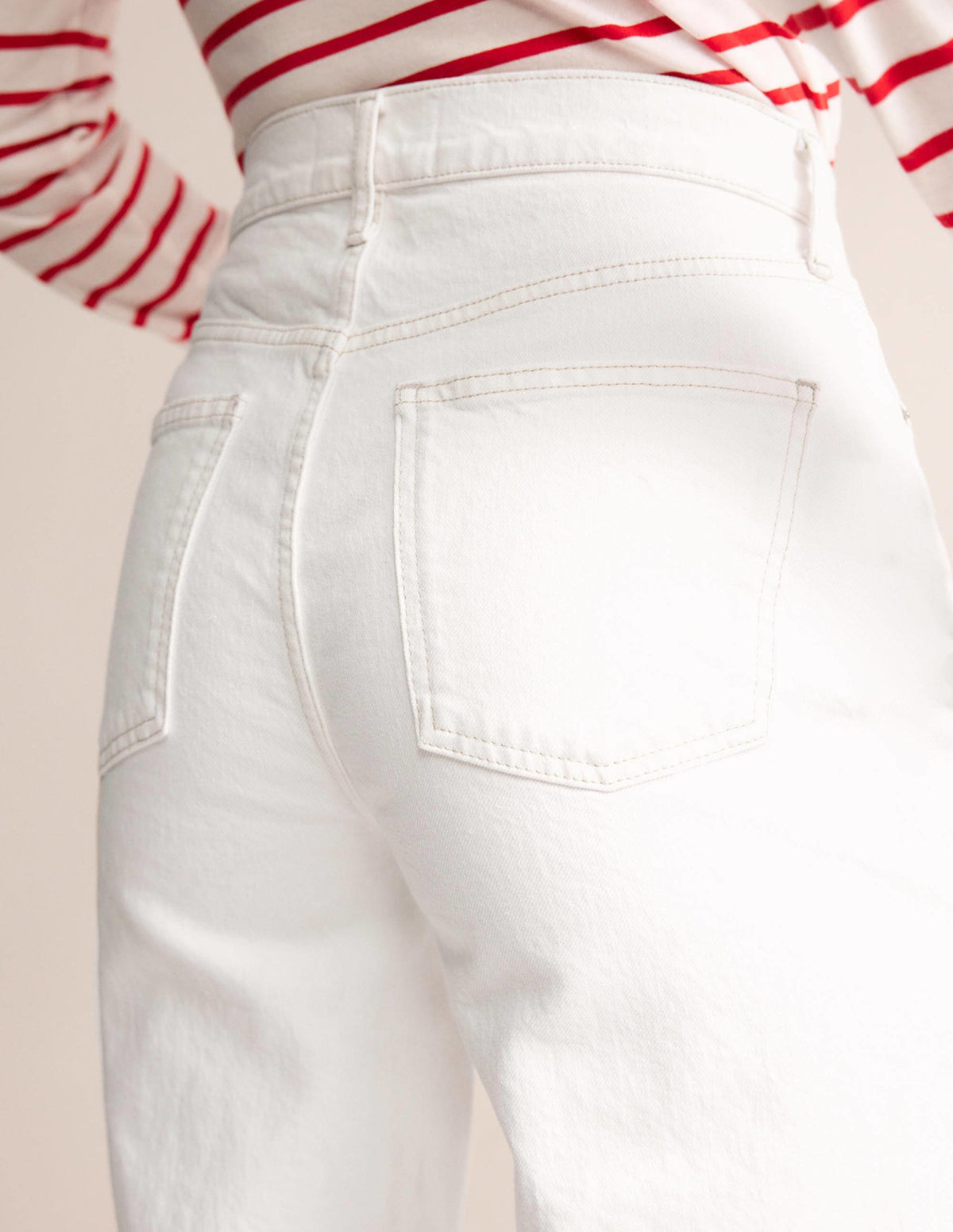 Hoch geschnittene Jeans mit klassisch geradem Bein-Weiß-2