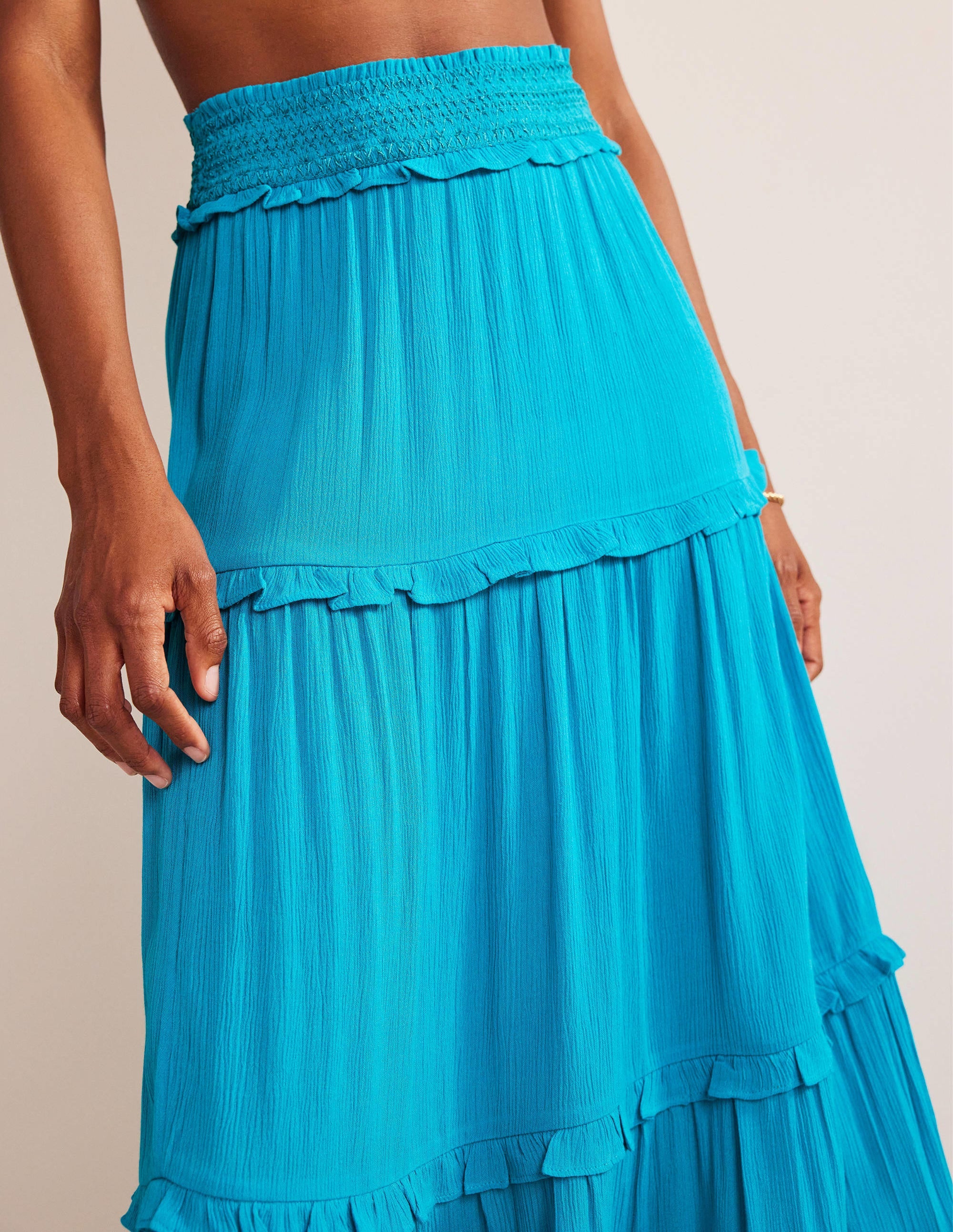 Jupe de vacances à taille smockée-Bleu outremer - Image 2