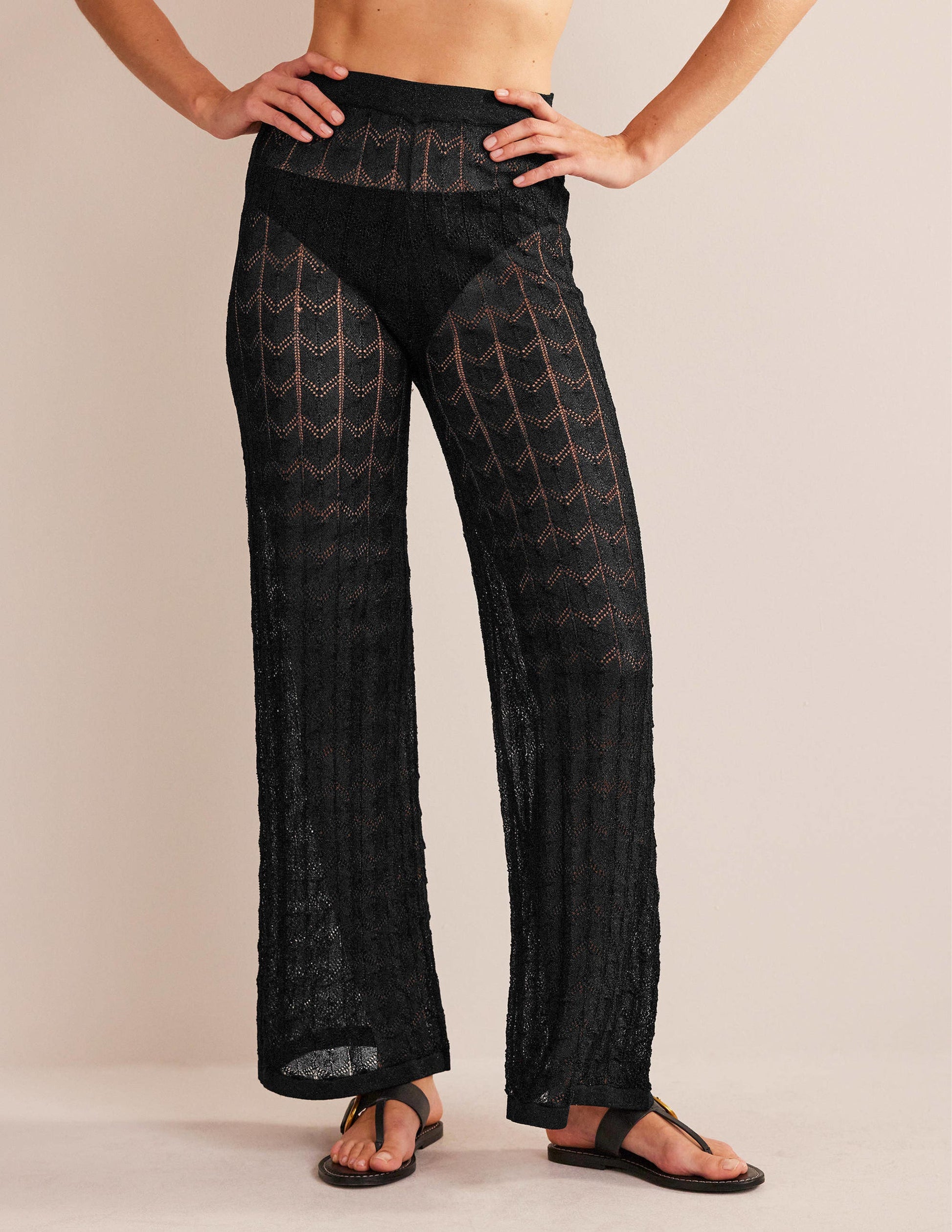 Knitted Beach Trousers-Metallic Black-4