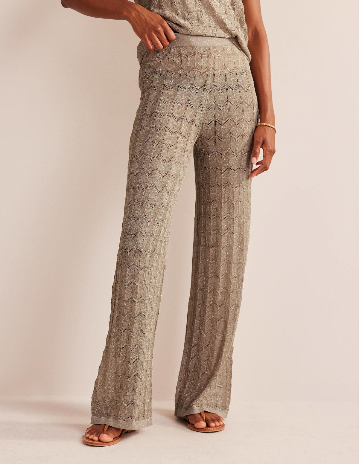 Strandhose aus Strick-Metallic Steingrau - Image 4