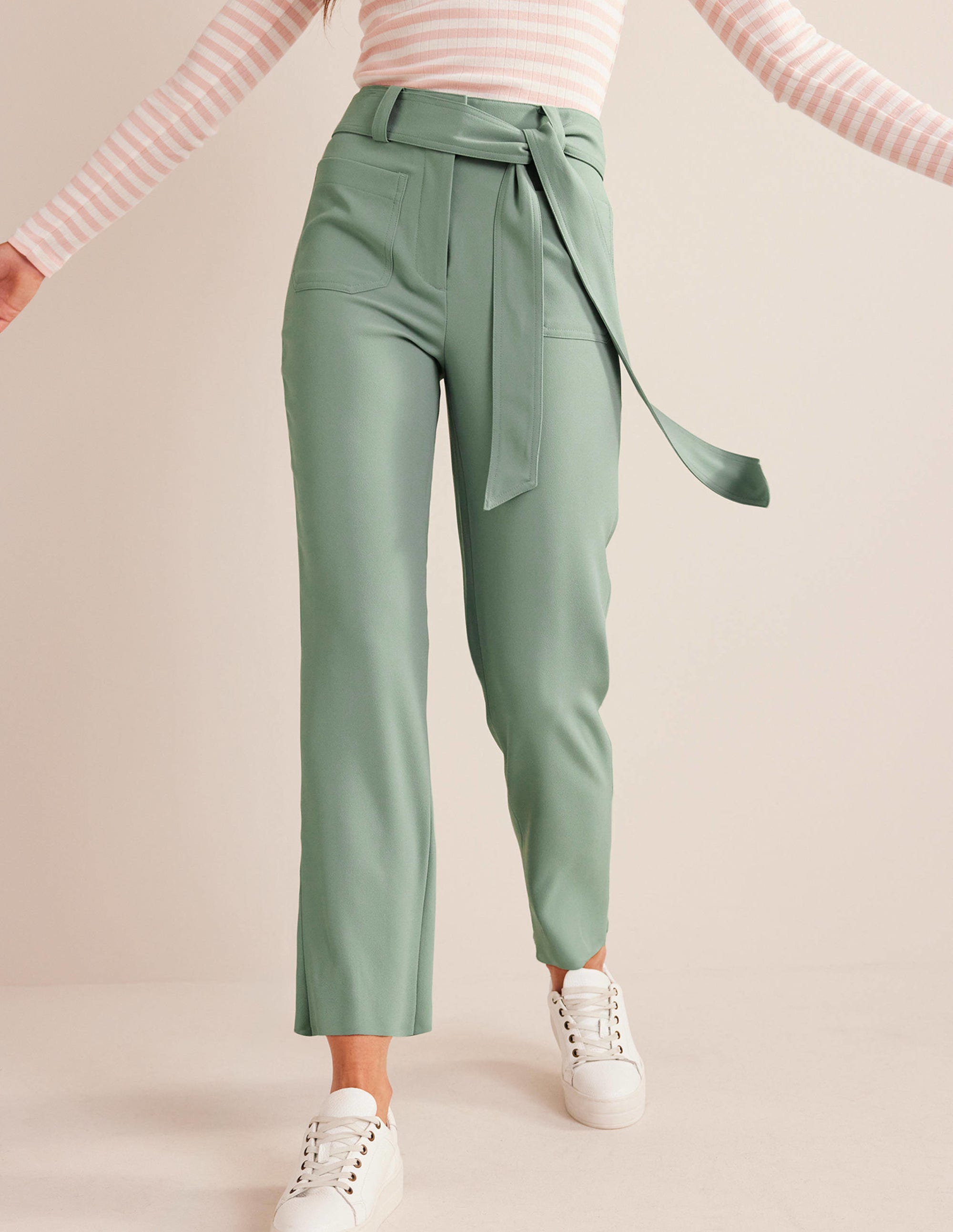 Karottenhose mit Bindegürtel-Eisberg Grün - Image 4
