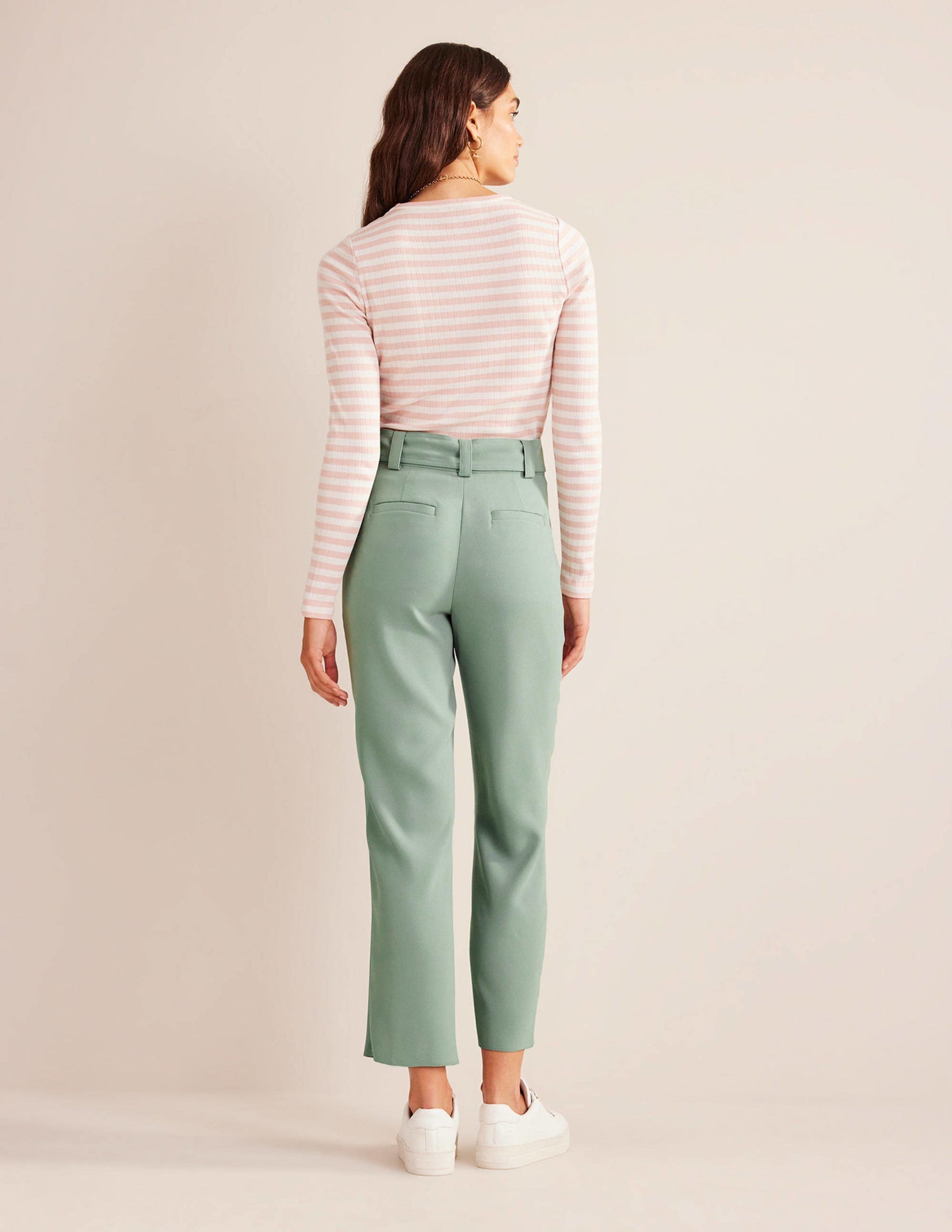 Karottenhose mit Bindegürtel-Eisberg Grün-6
