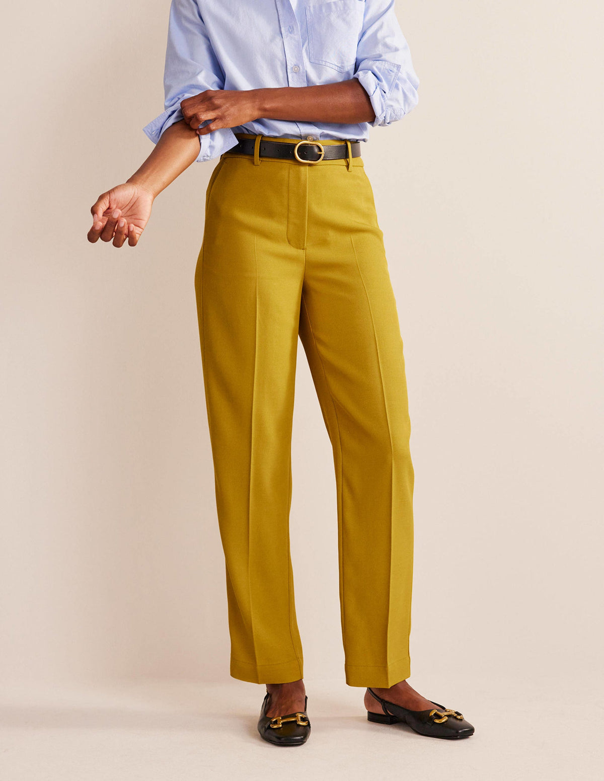 Figurbetonende Karottenhose-Zitronengelb-4