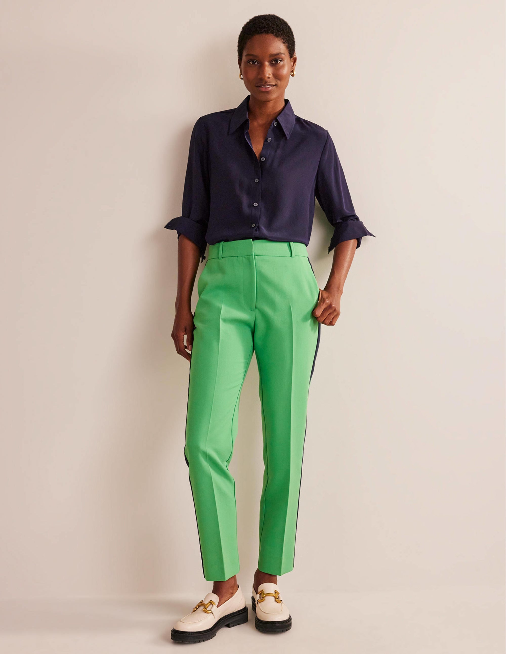 Kew Side Stripe Trousers-Bright green w/side stripe - Image 5