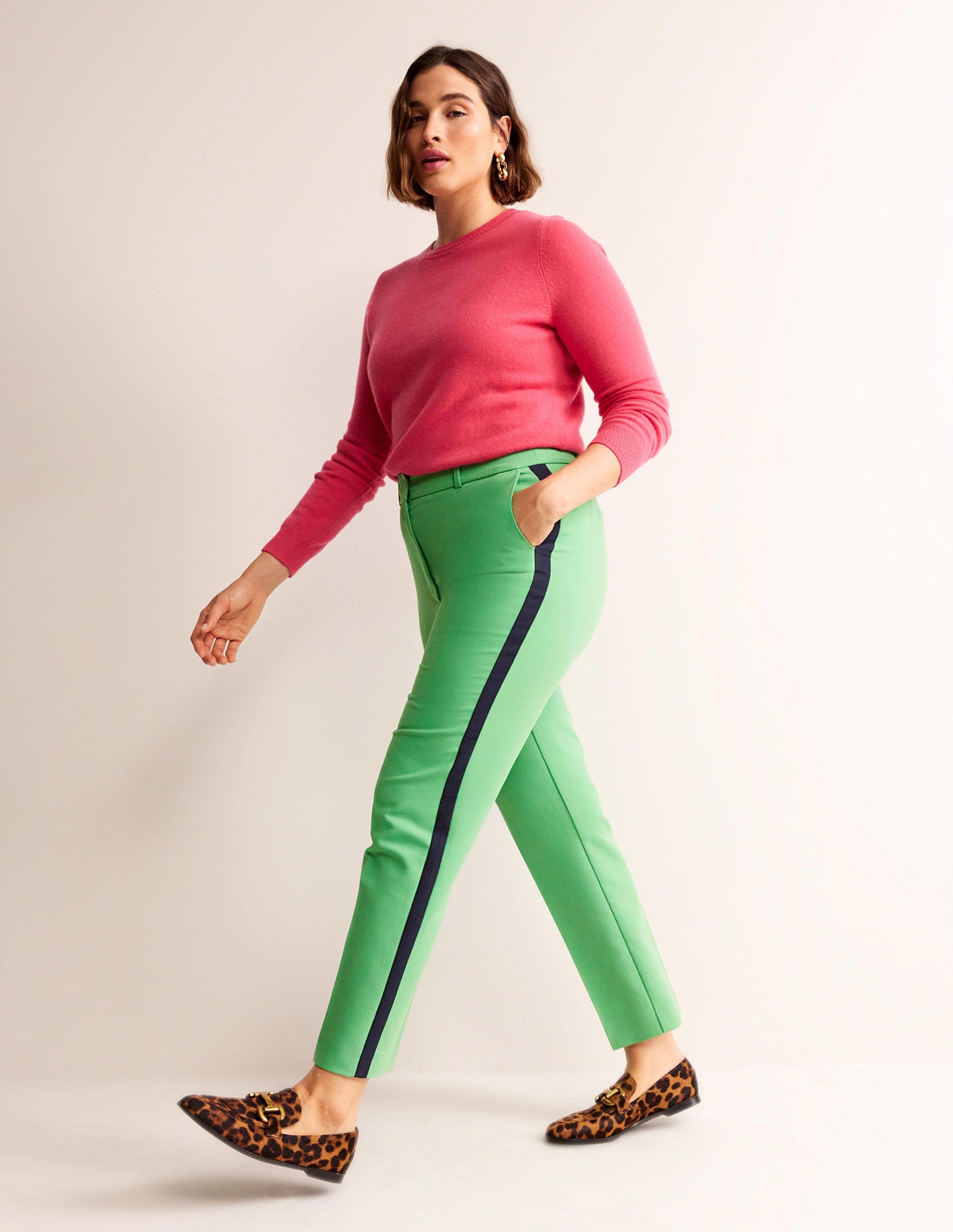 Kew Side Stripe Trousers-Bright green w/side stripe - Image 6