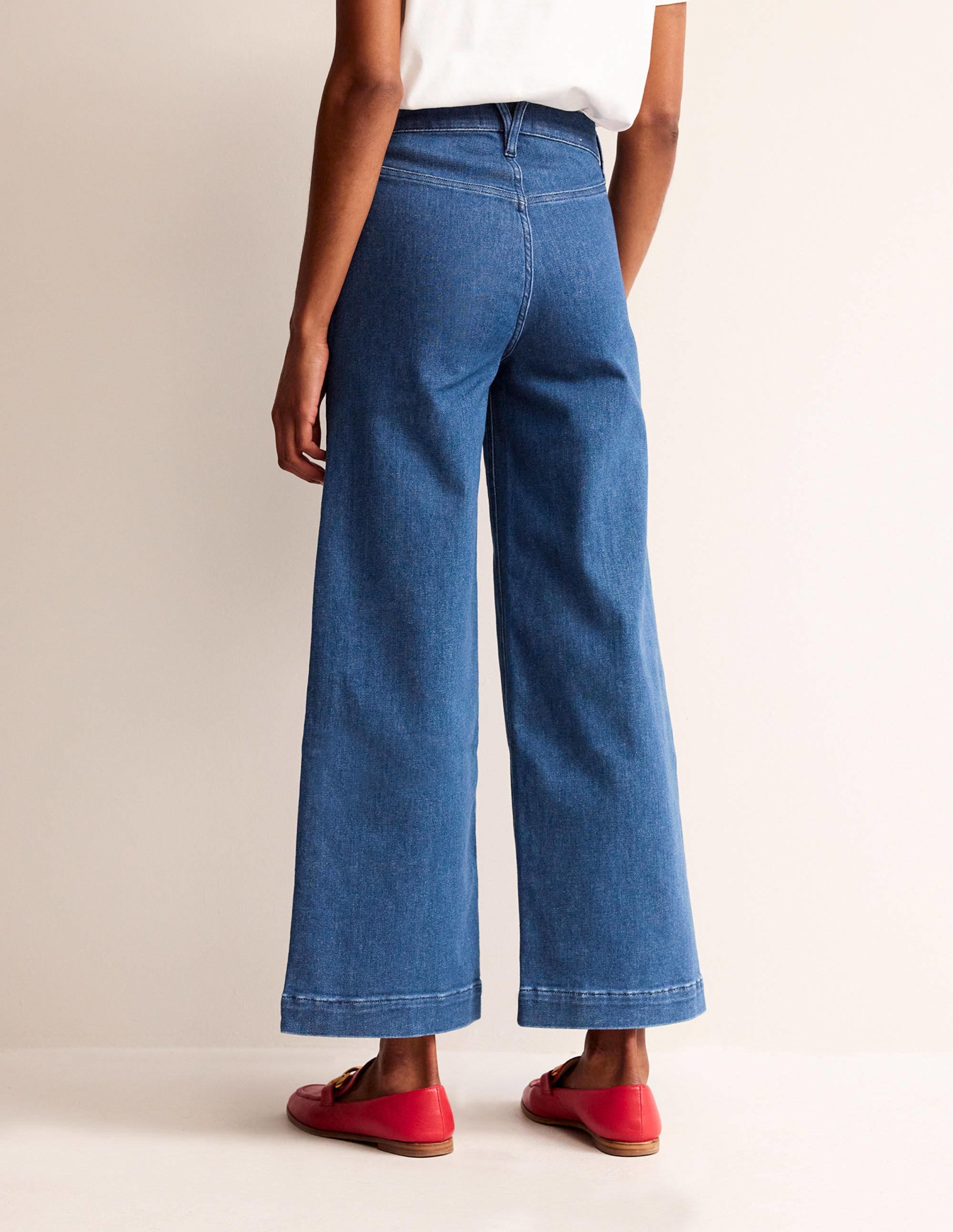Jeans mit hohem Bund und weitem gesäumtem Bein-Vintage Blau - Image 3
