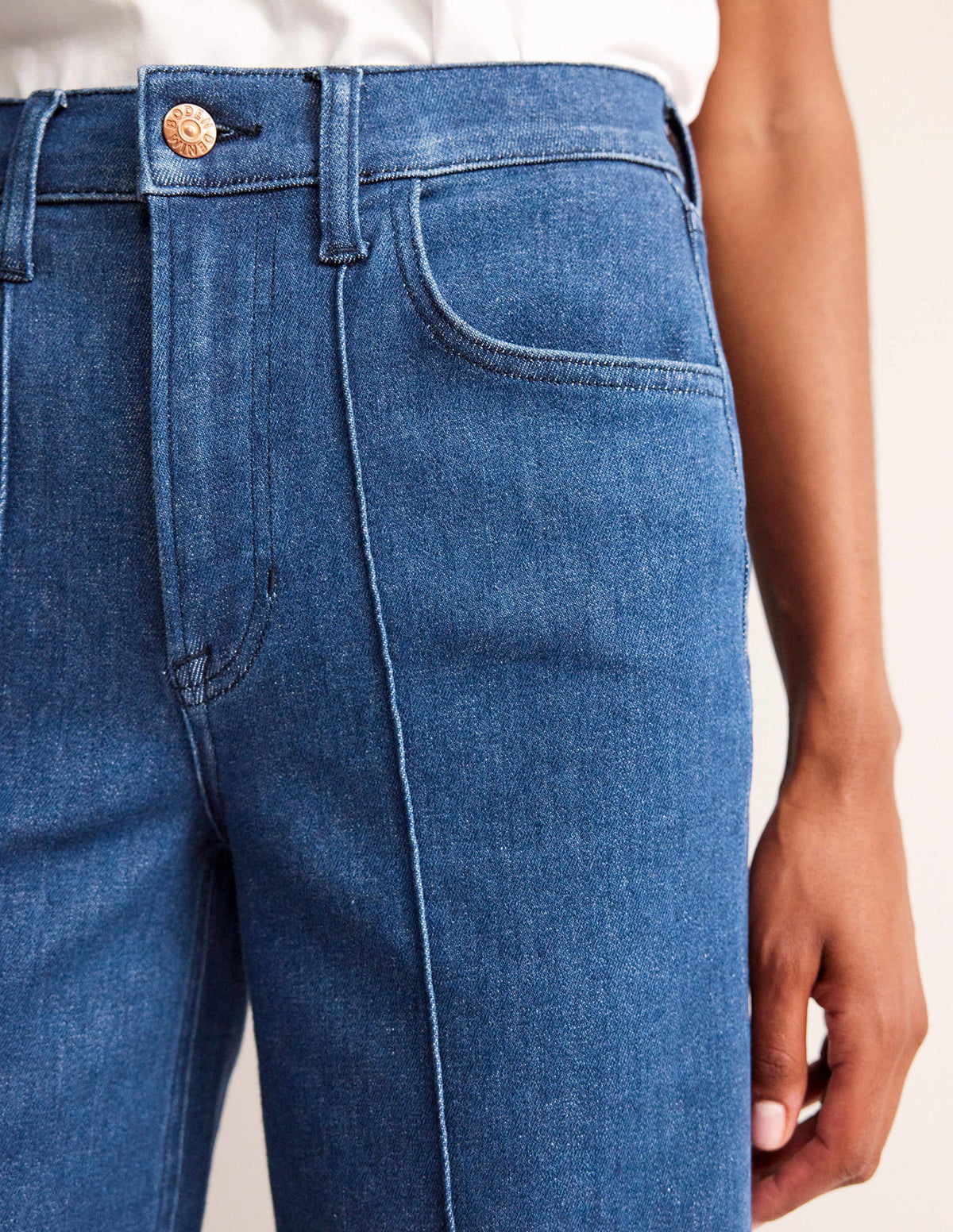 Jeans mit hohem Bund und weitem gesäumtem Bein-Vintage Blau-5