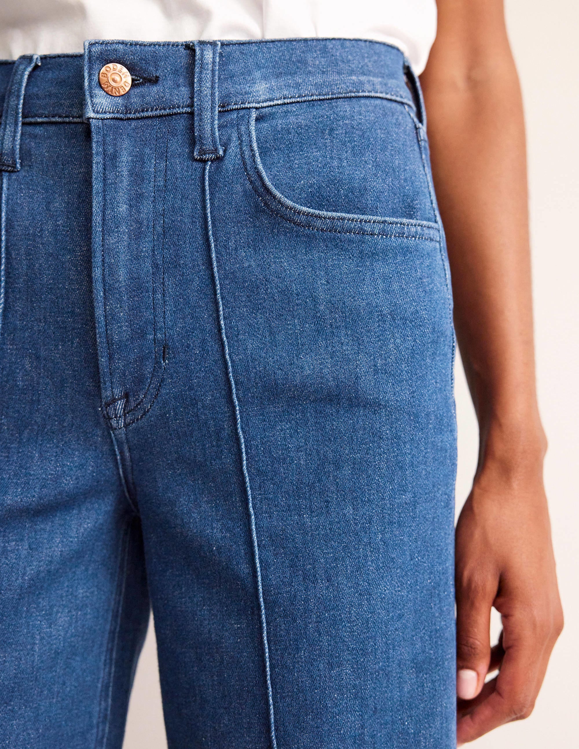 Jeans mit hohem Bund und weitem gesäumtem Bein-Vintage Blau - Image 5