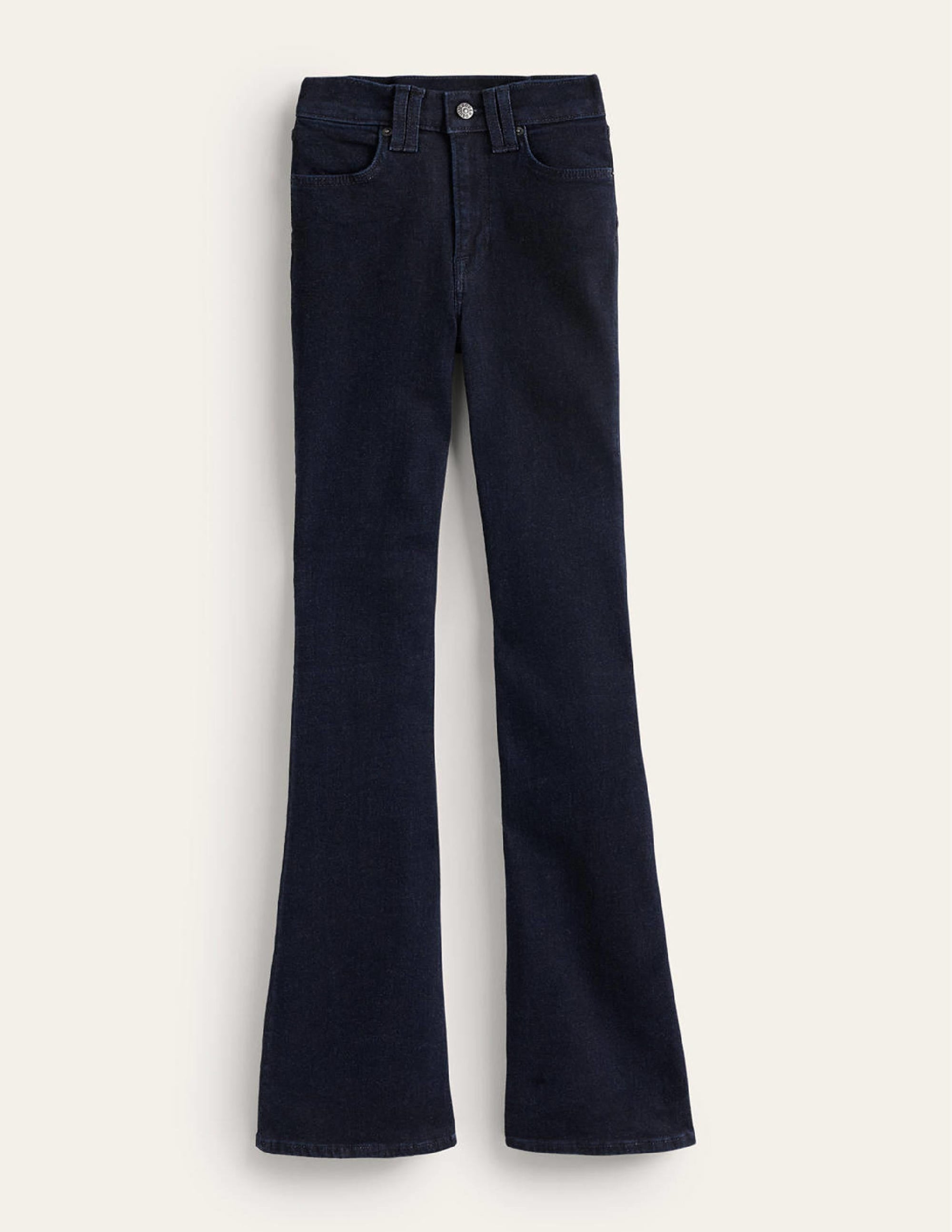 Schmale Jeans mit mittelhohem Bund und leichtem Schlag-Indigo Waschung - Image 6
