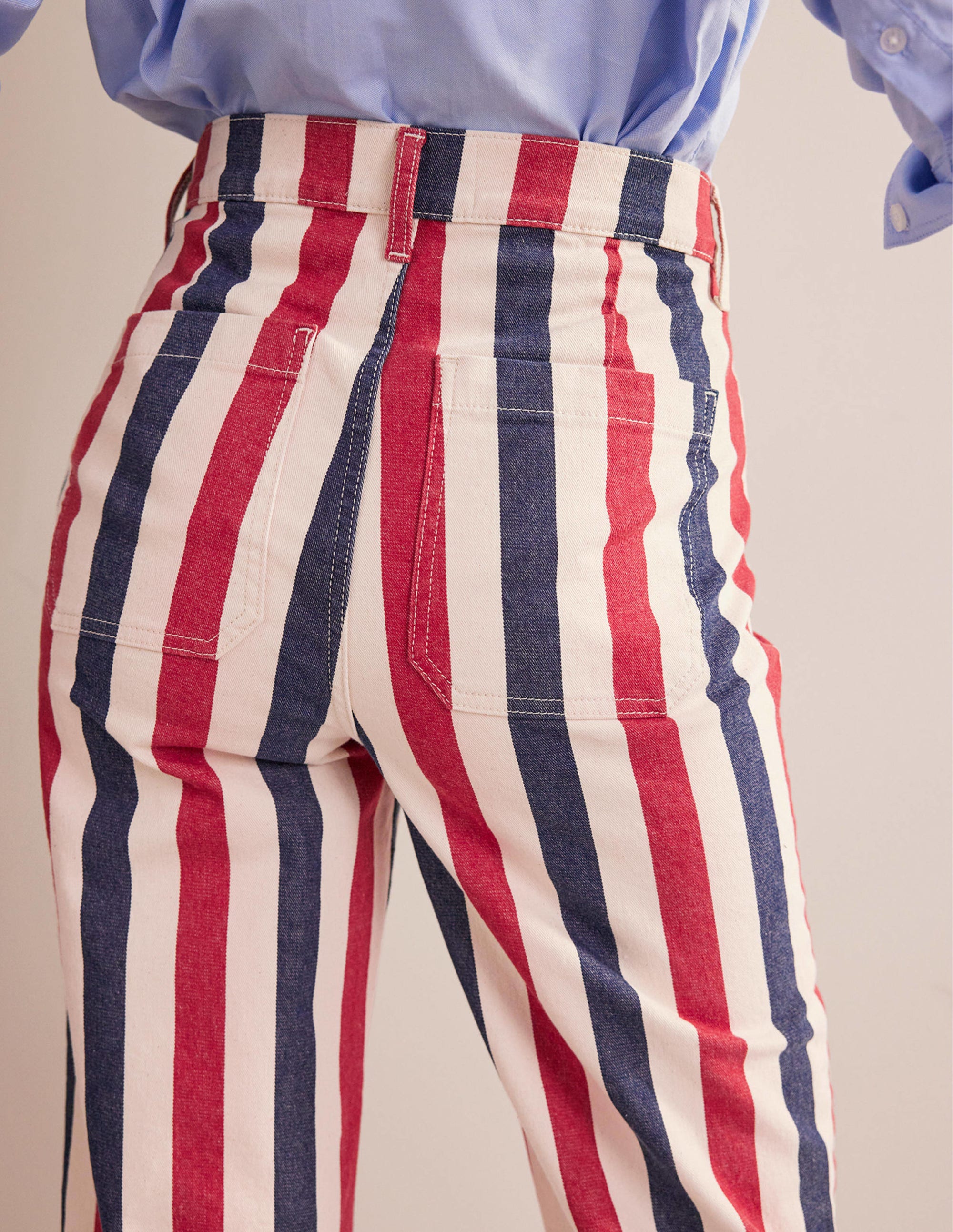 Gerade geschnittene Hose mit Streifen-Rot/Blau Gestreift - Image 2