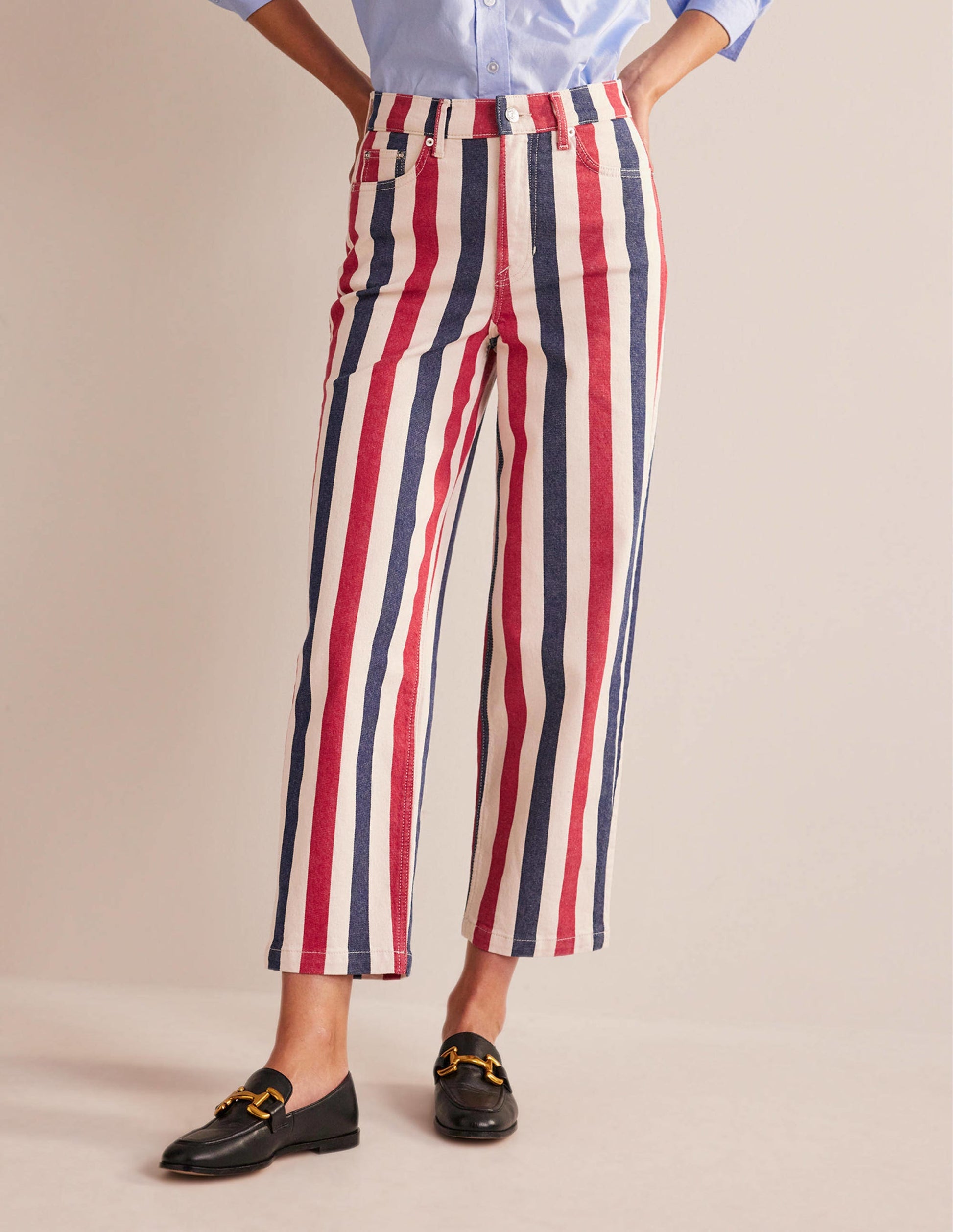 Gerade geschnittene Hose mit Streifen-Rot/Blau Gestreift-4