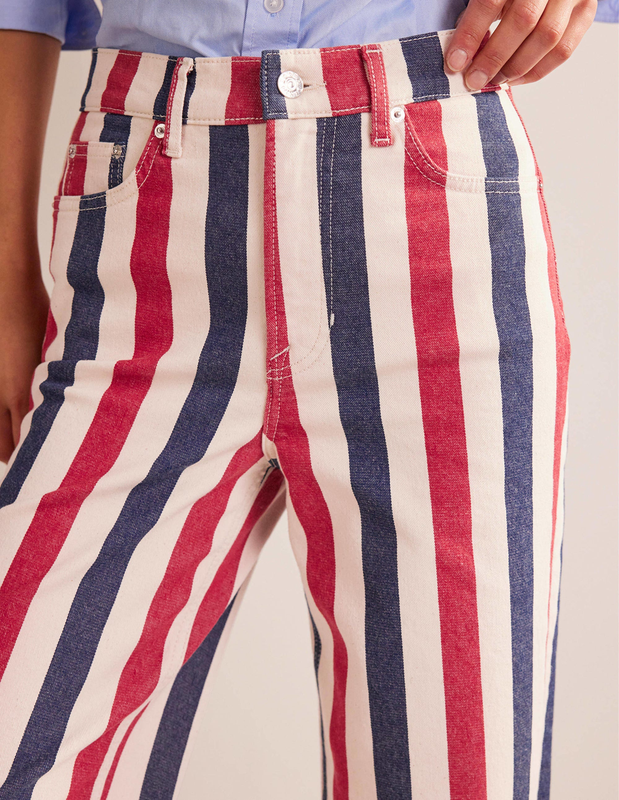 Gerade geschnittene Hose mit Streifen-Rot/Blau Gestreift - Image 5