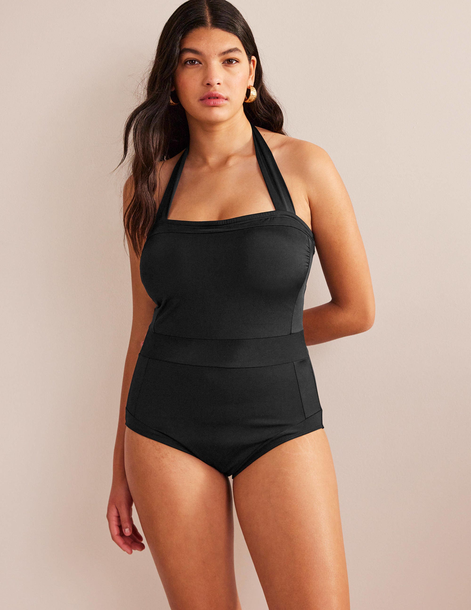 Santorini Neckholder-Badeanzug-Schwarz - Image 1