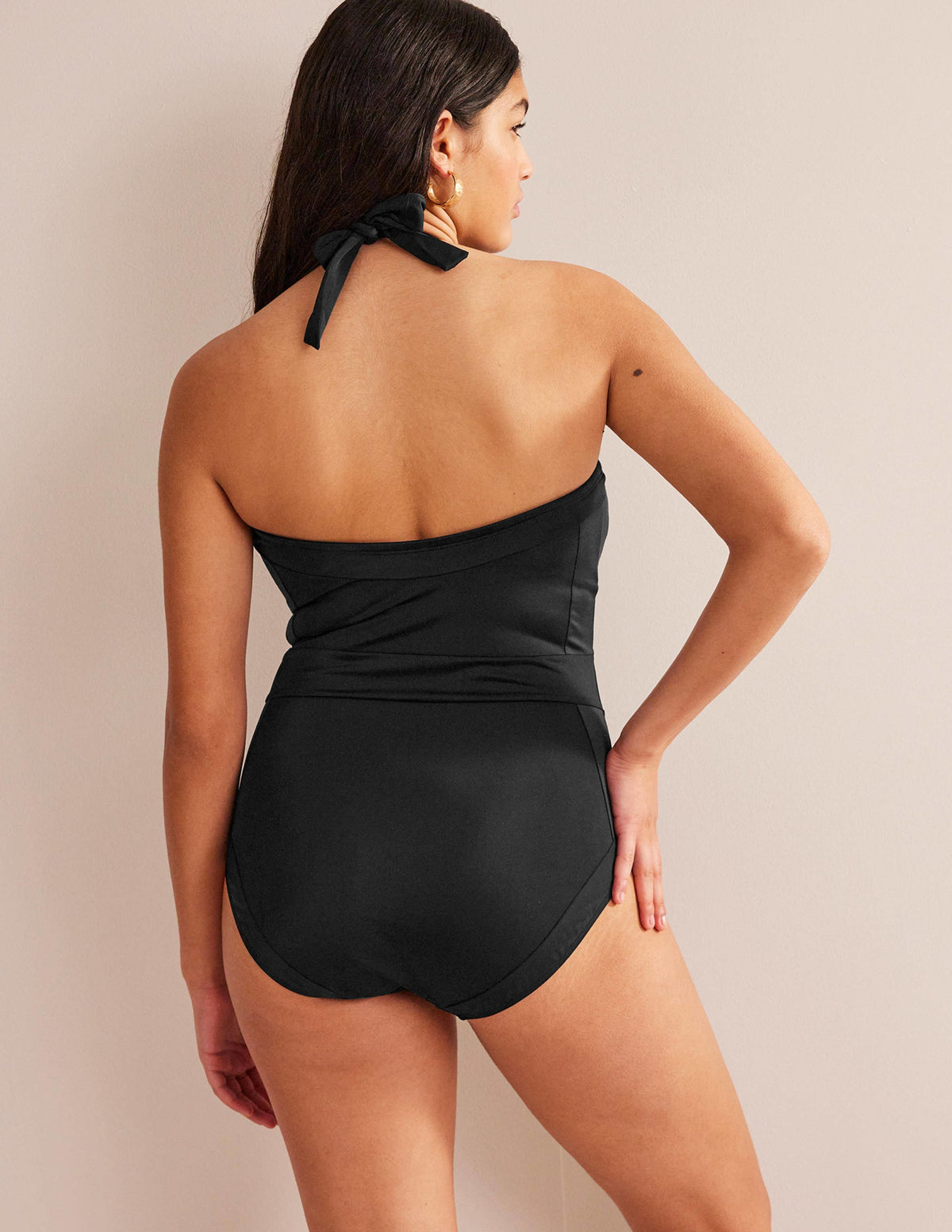 Santorini Neckholder-Badeanzug-Schwarz - Image 2