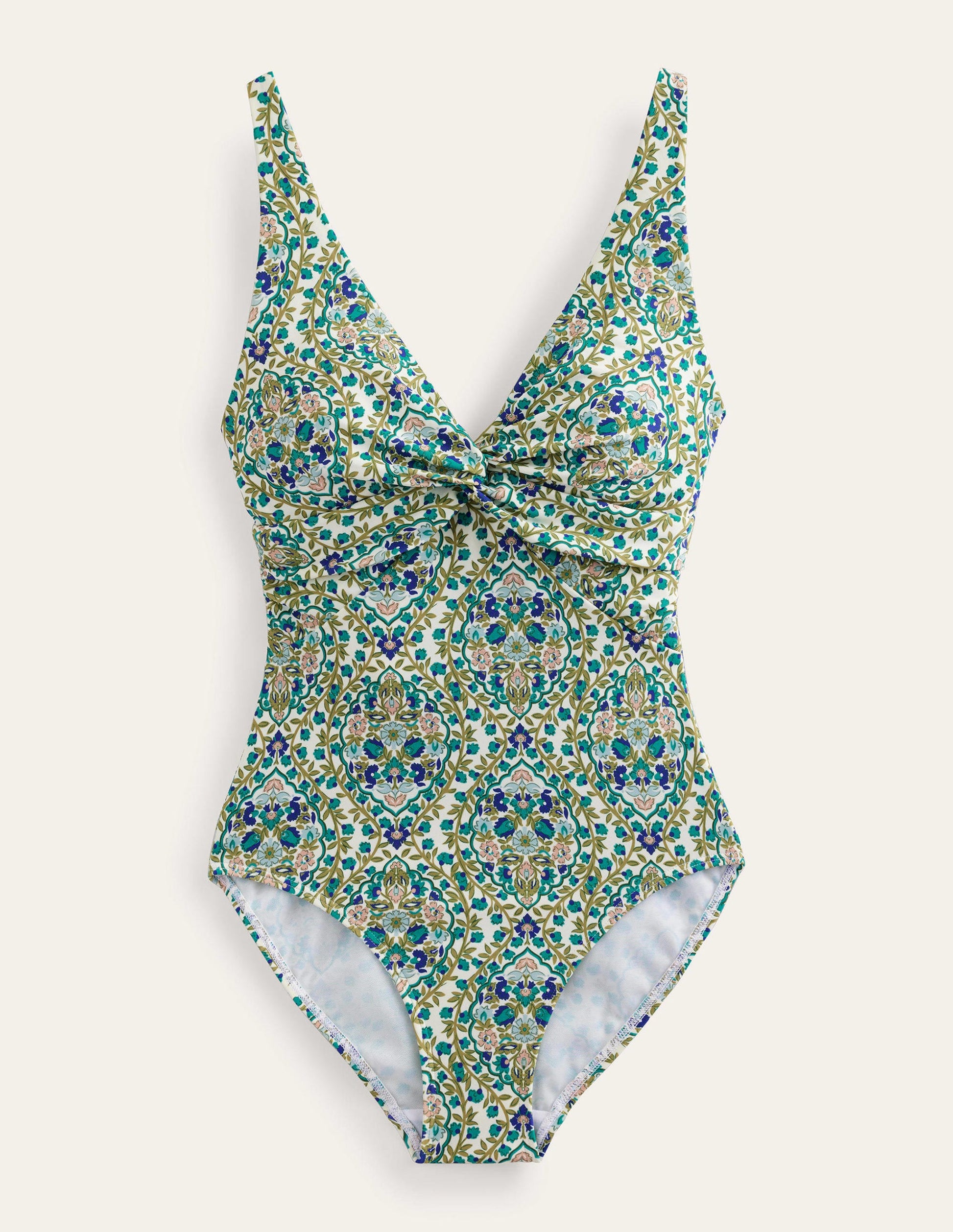Maillot de bain intemporel torsadé sur le devant-Roseau de rivière, motif Vine Terrace-8