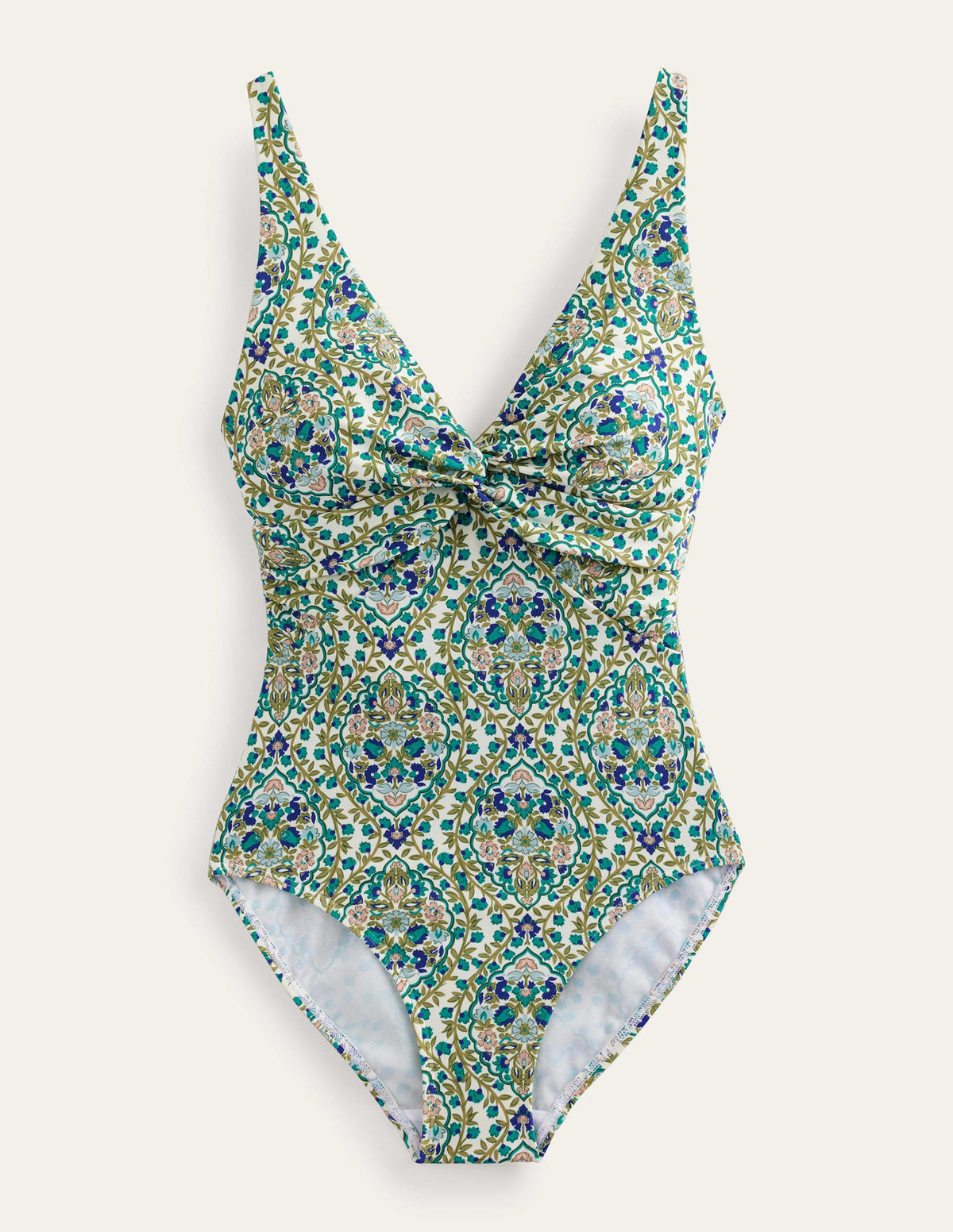 Maillot de bain intemporel torsadé sur le devant-Roseau de rivière, motif Vine Terrace - Image 8