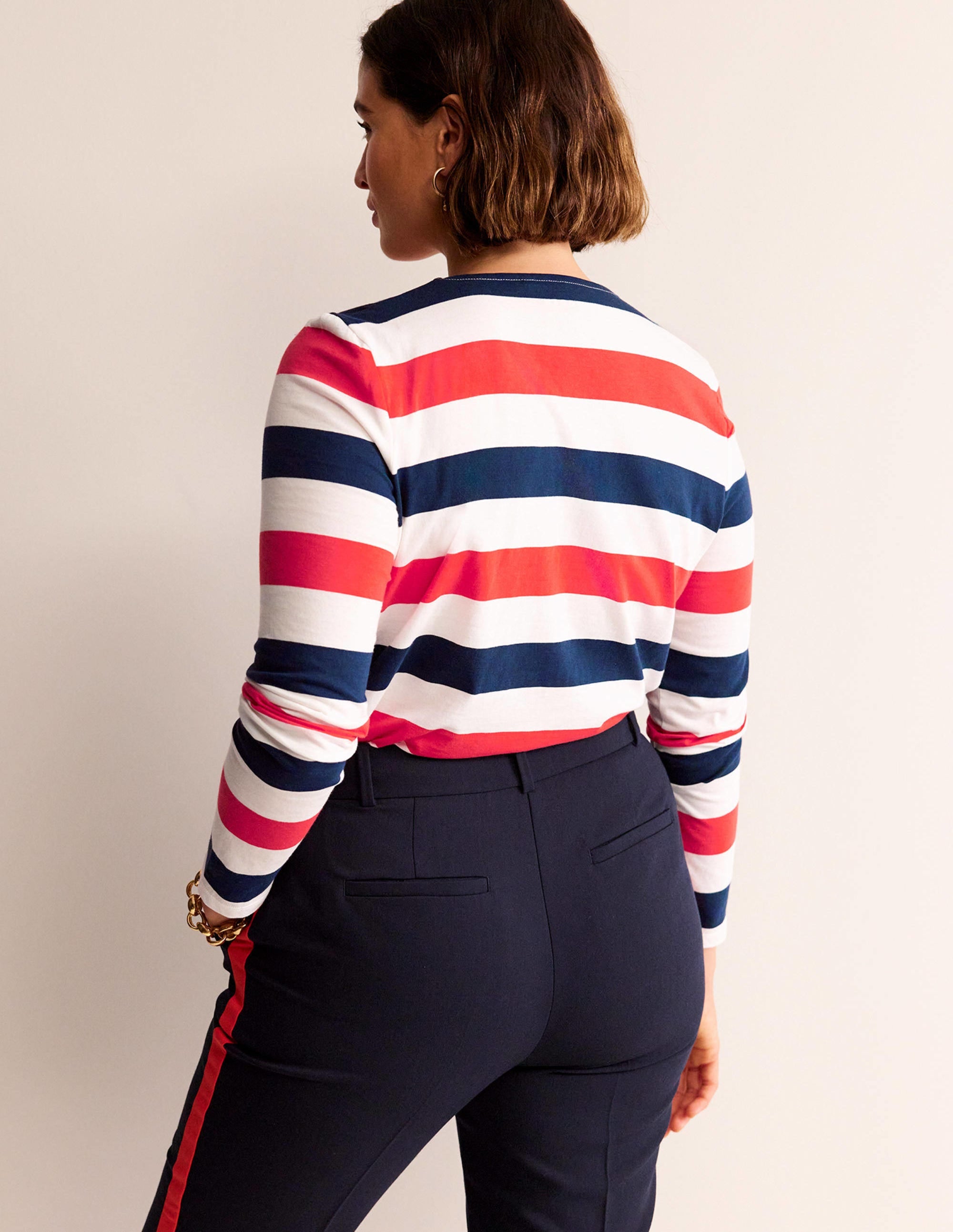 Bea Breton-Shirt mit langen Ärmeln-Kirschrot und Marineblau - Image 6