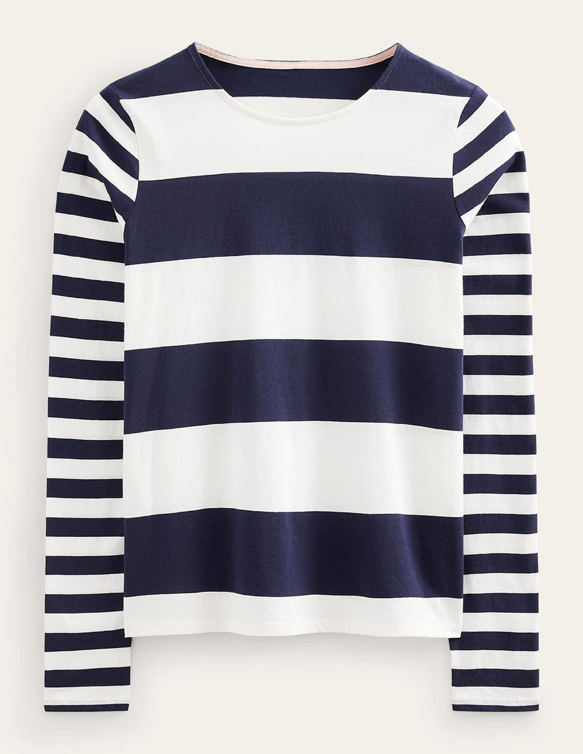 Bea Breton-Shirt mit langen Ärmeln-Französisches Marineblau und Naturweiß-9