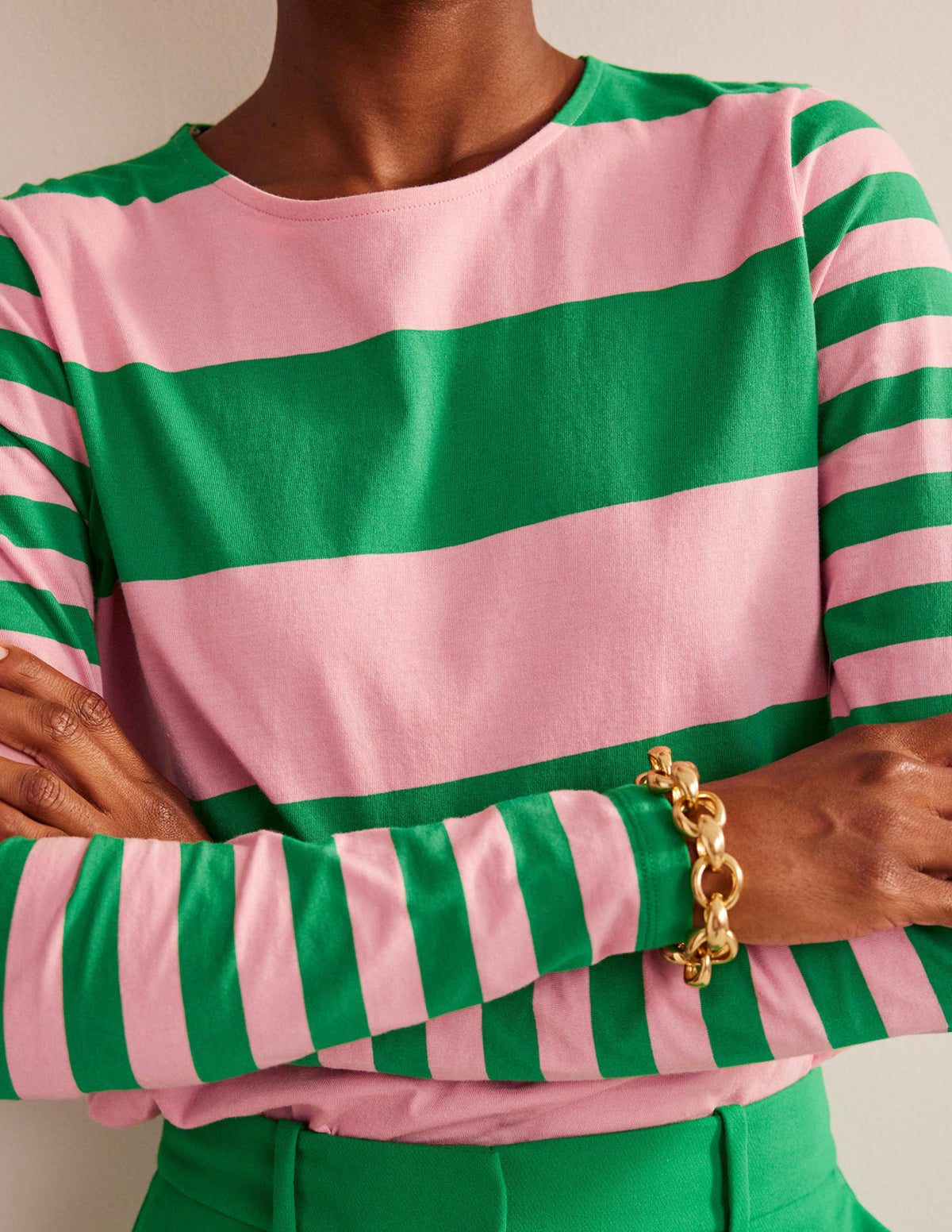 Bea Breton-Shirt mit langen Ärmeln-Rosa, Grün-4