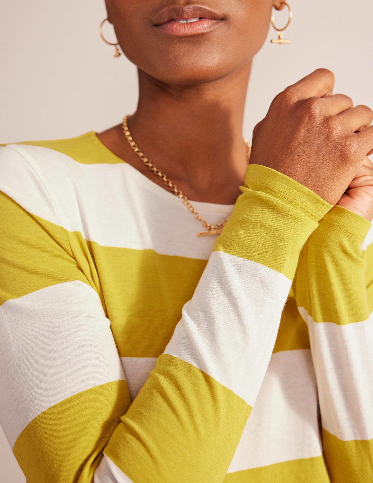 Bea Breton-Shirt mit langen Ärmeln-Naturweiß, Gelb - Image 2