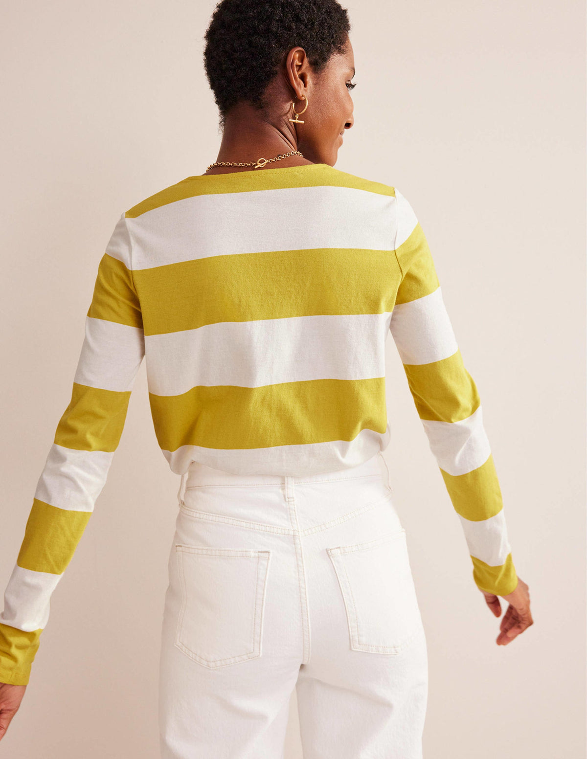 Bea Breton-Shirt mit langen Ärmeln-Naturweiß, Gelb - Image 3