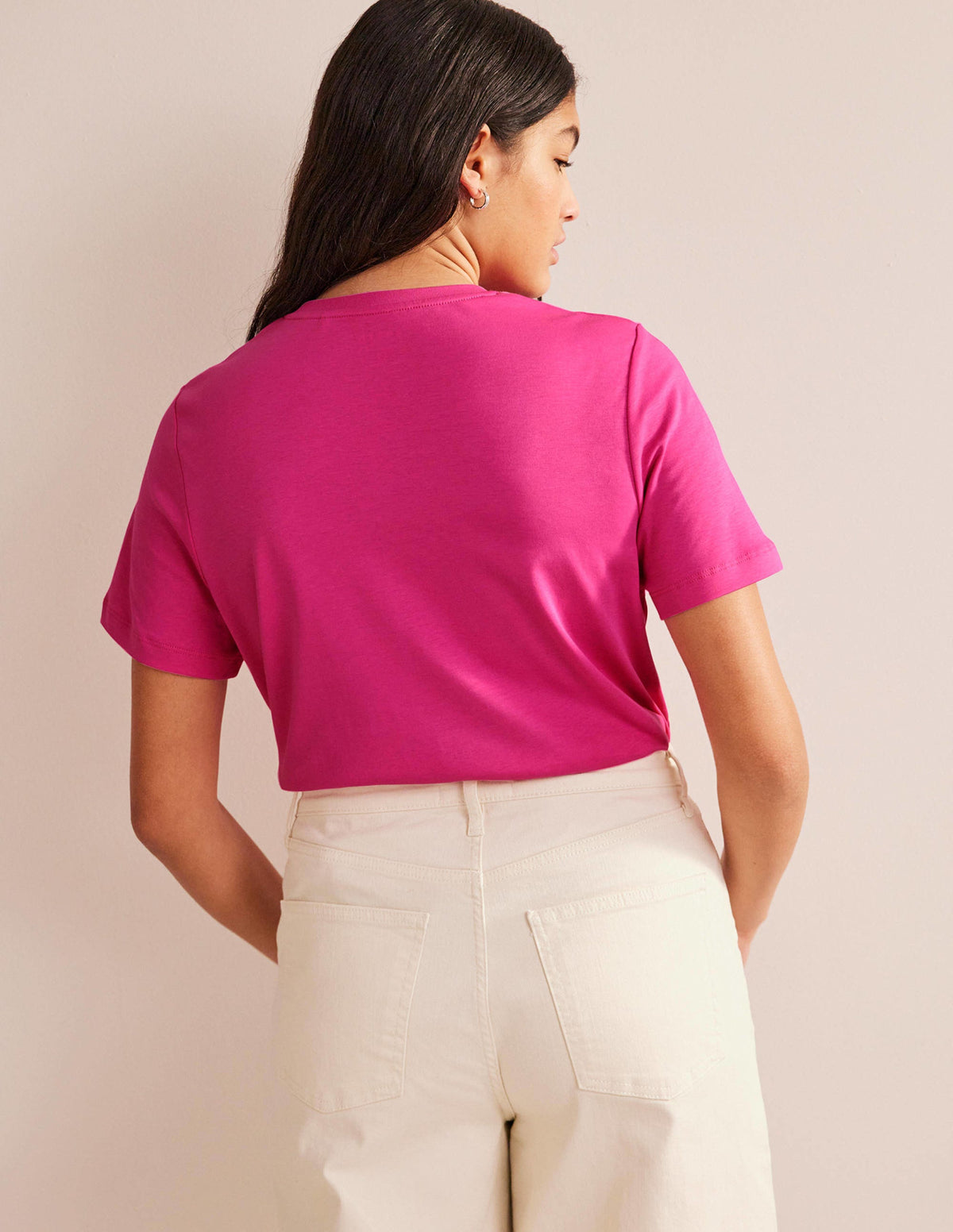 Baumwoll-T-Shirt mit Rundhalsausschnitt-Magenta - Image 2