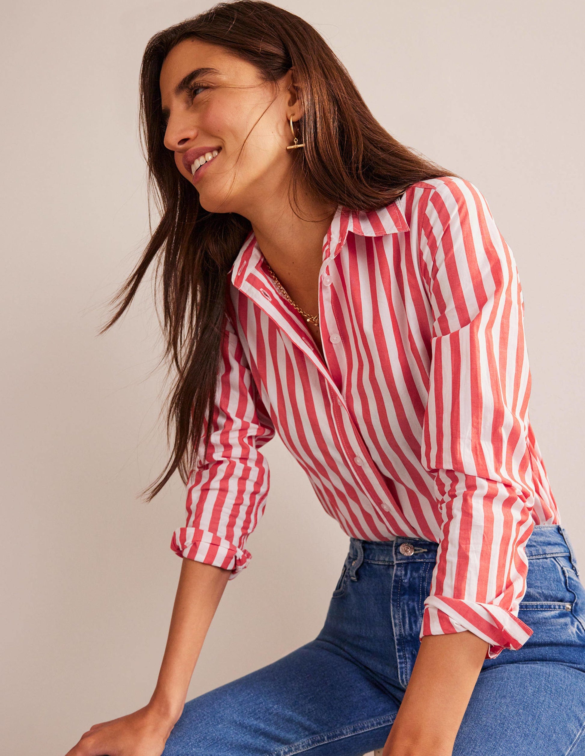 Chemise Sienna en coton-Leuchtend Rote Streifen-2