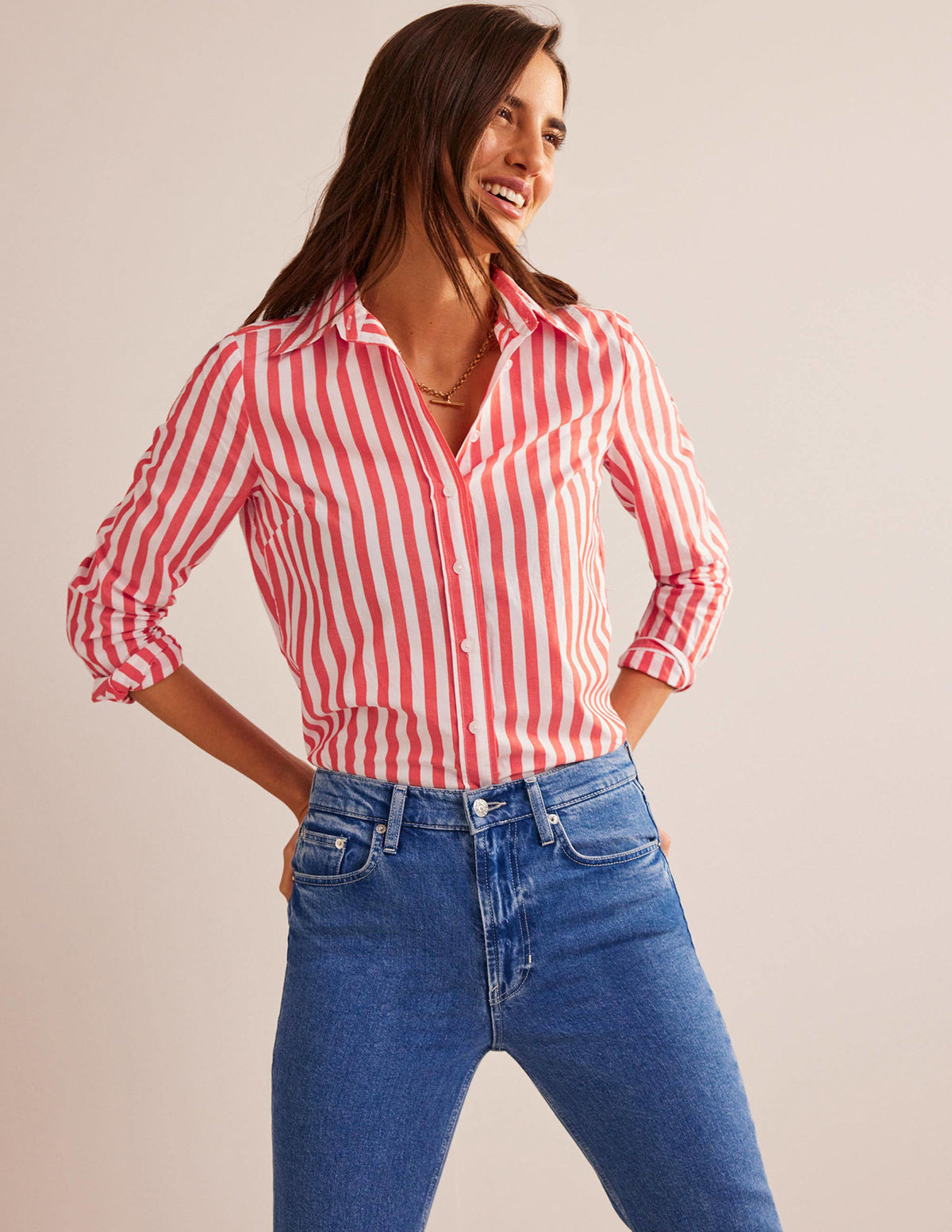 Chemise Sienna en coton-Leuchtend Rote Streifen-4