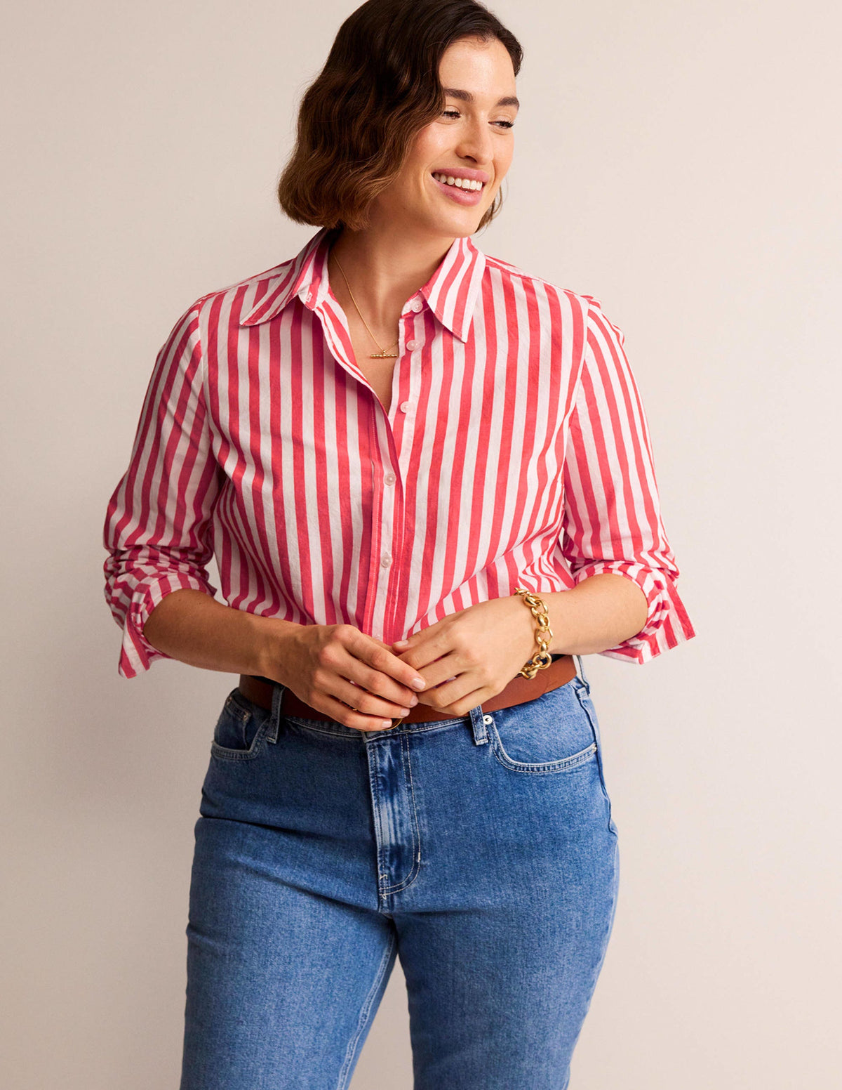 Chemise Sienna en coton-Leuchtend Rote Streifen-5