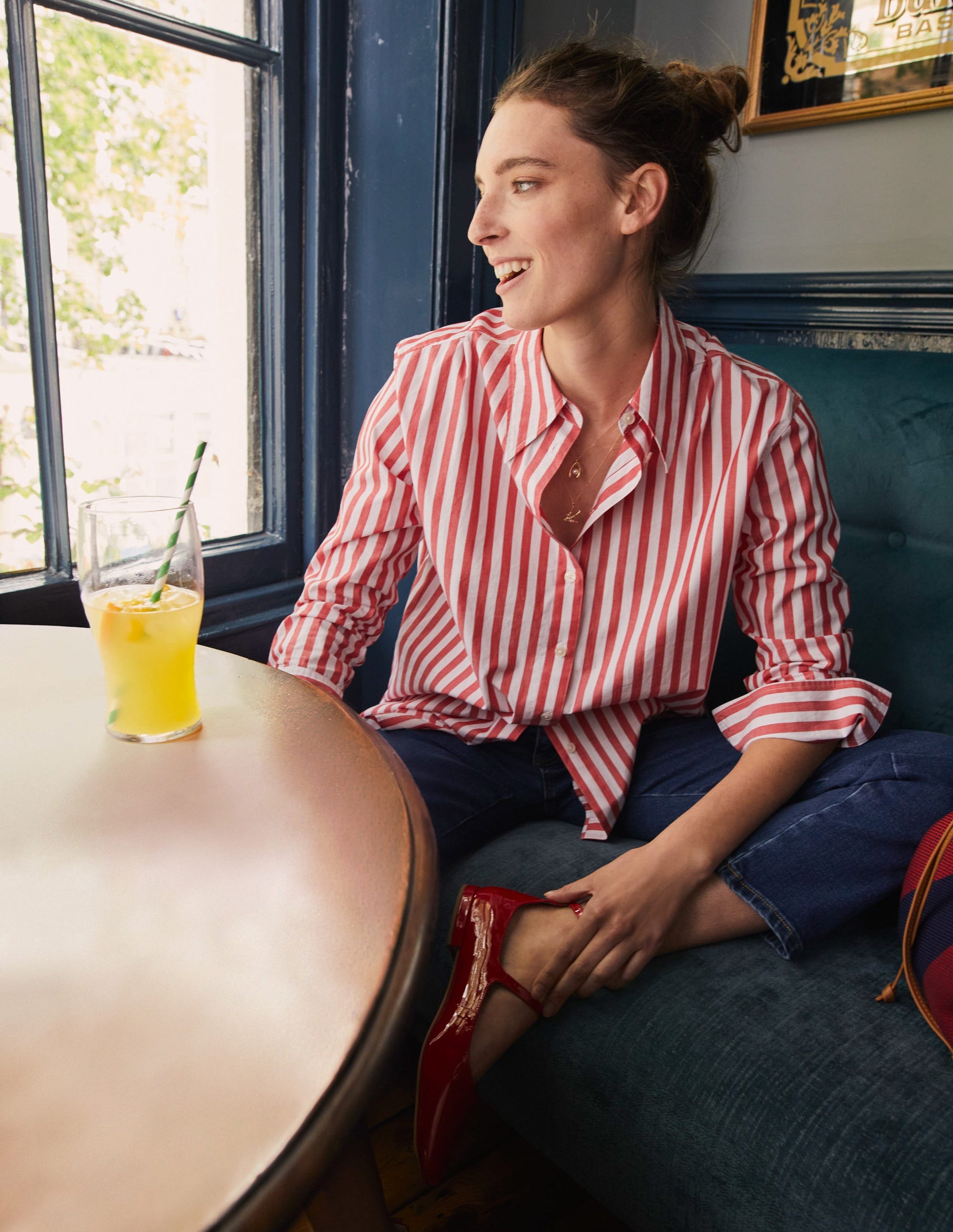 Chemise Sienna en coton-Leuchtend Rote Streifen-7
