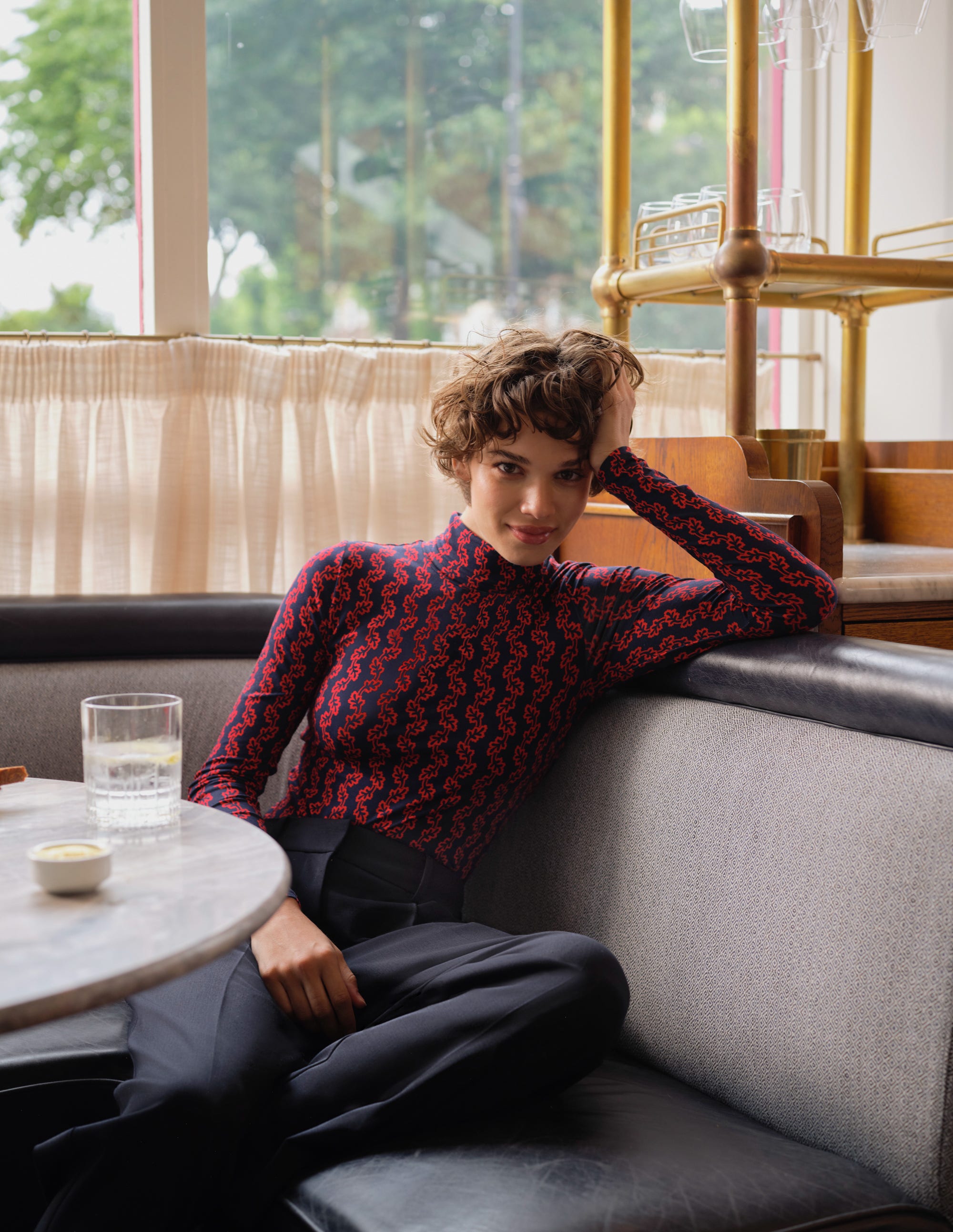 Polly Jersey Top-French Navy, Abstract Terrace - Image 5