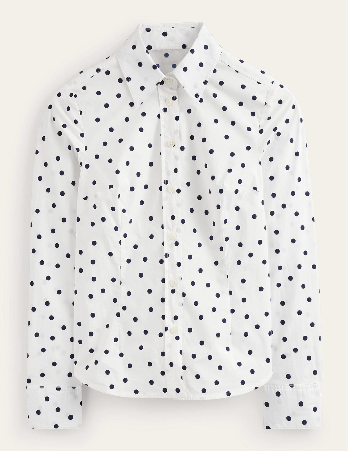 Saskia Stretch-Baumwollhemd-Naturweiß, Spaced Dot - Image 5