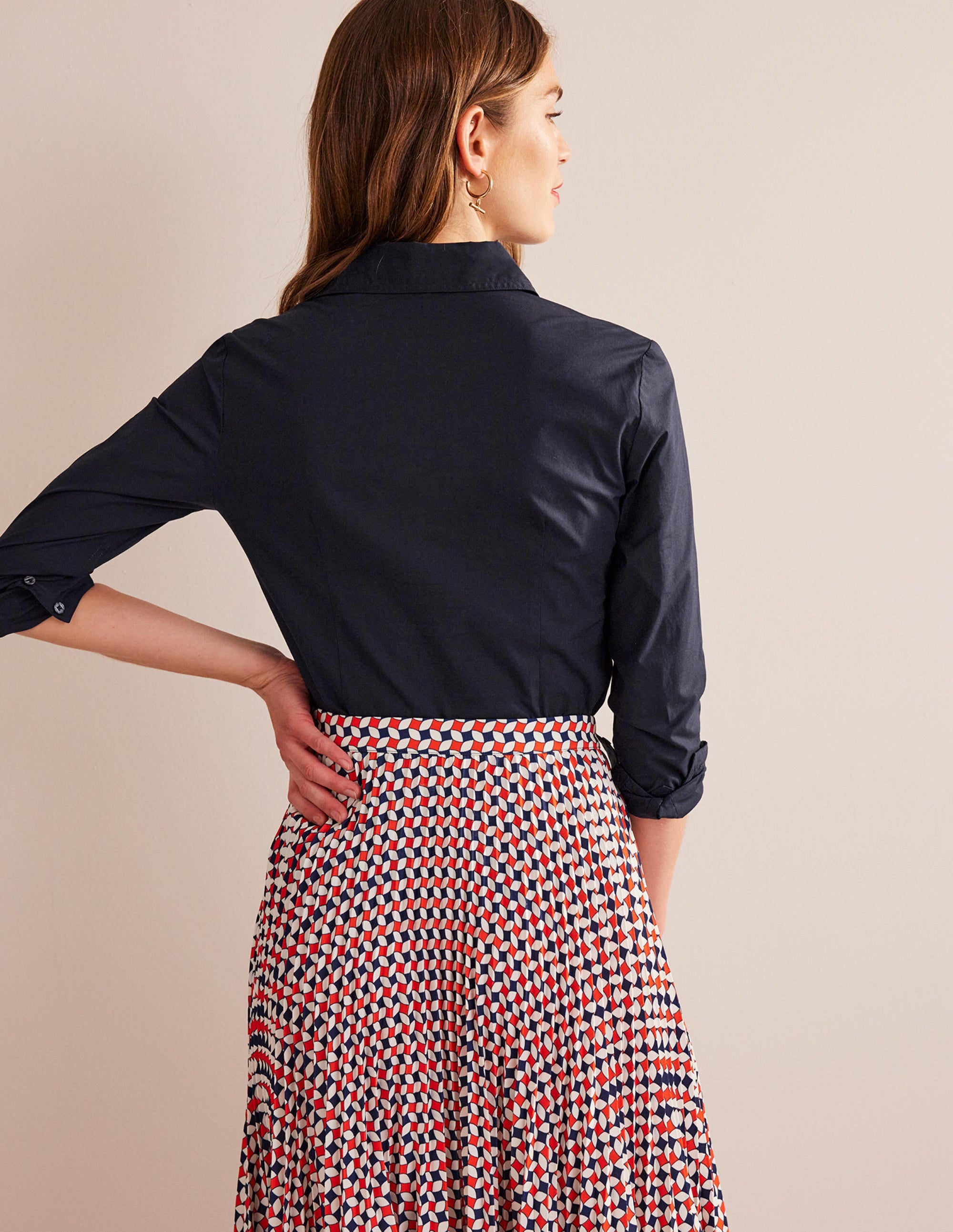Saskia Stretch-Baumwollhemd-Aqua Marine Marl - Image 3