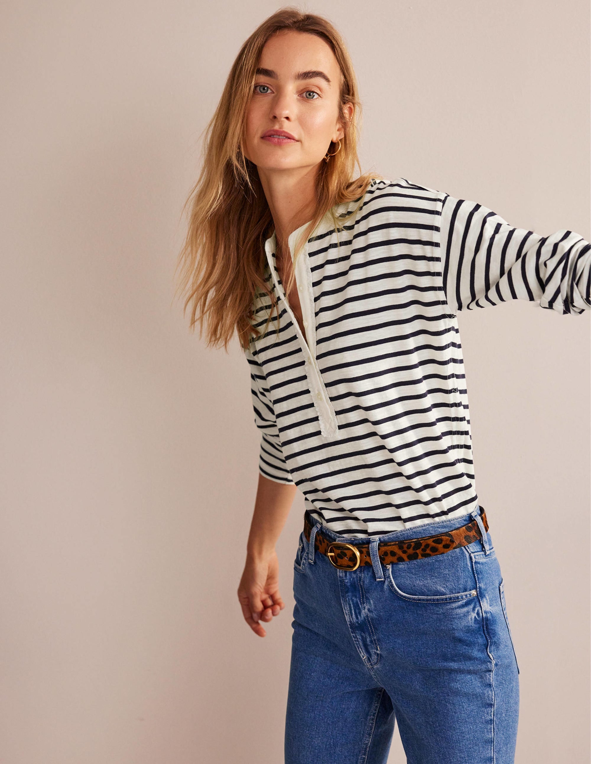 T-shirt Rosie rayé-Ivoire, bleu marine - Image 1