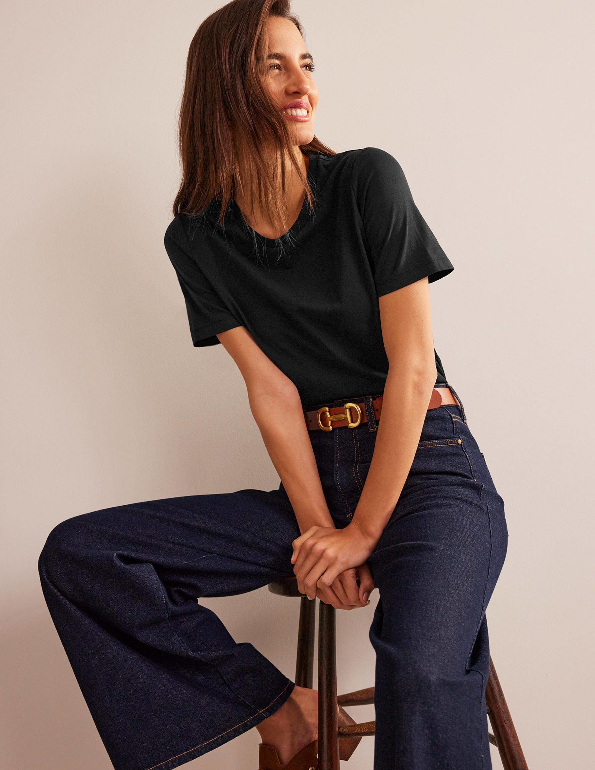 T-shirt col rond 100% coton-Noir-1