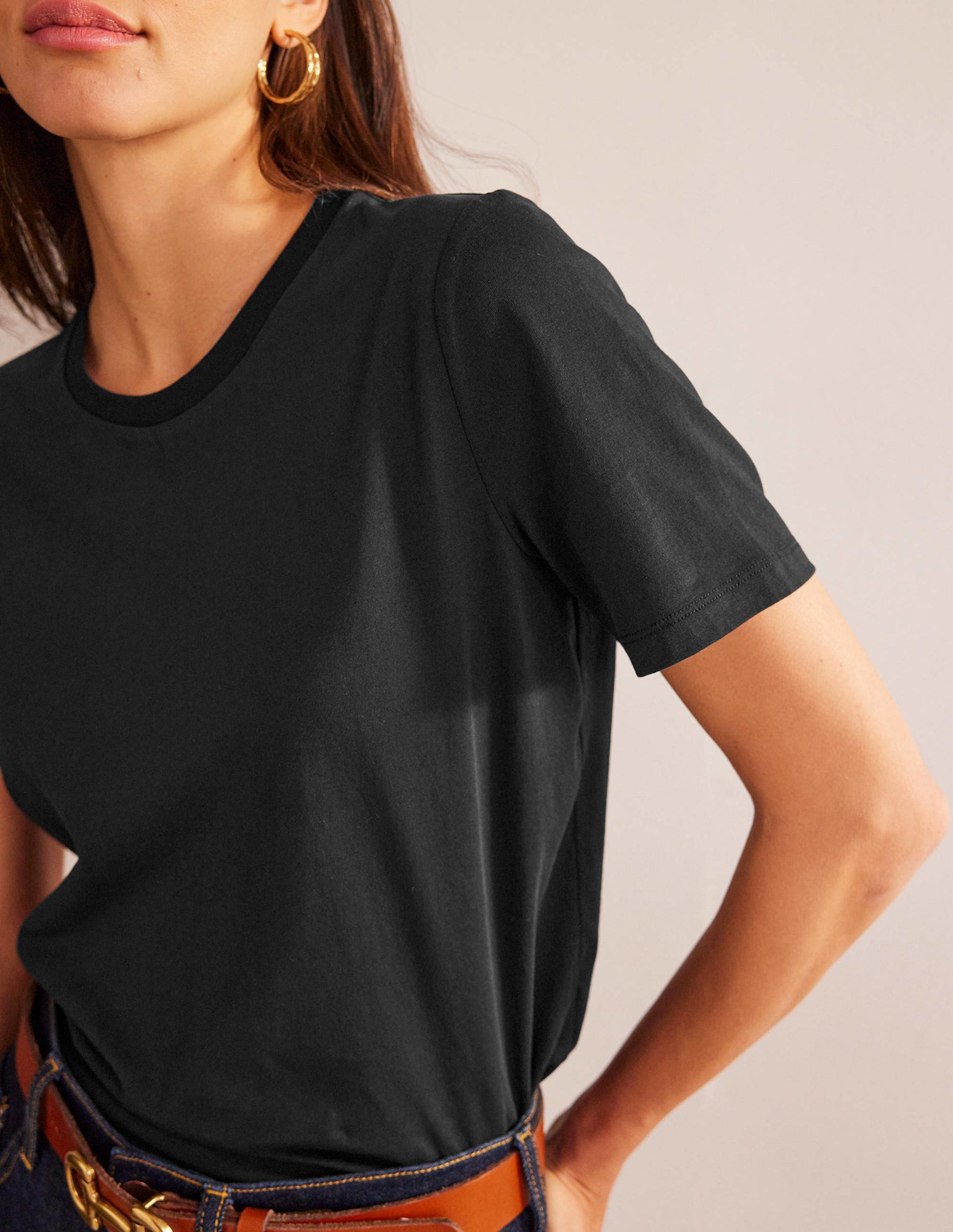 T-shirt col rond 100% coton-Noir-2