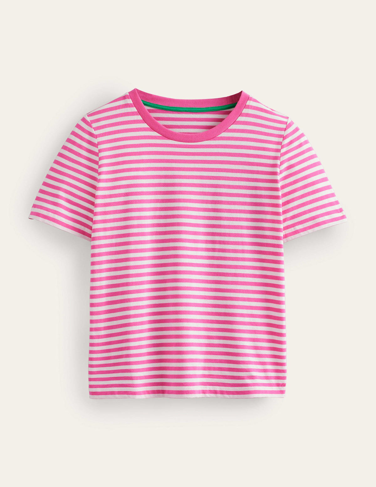 T-Shirt aus reiner Baumwolle mit Rundhalsausschnitt-Naturweiß, Rosa - Image 5
