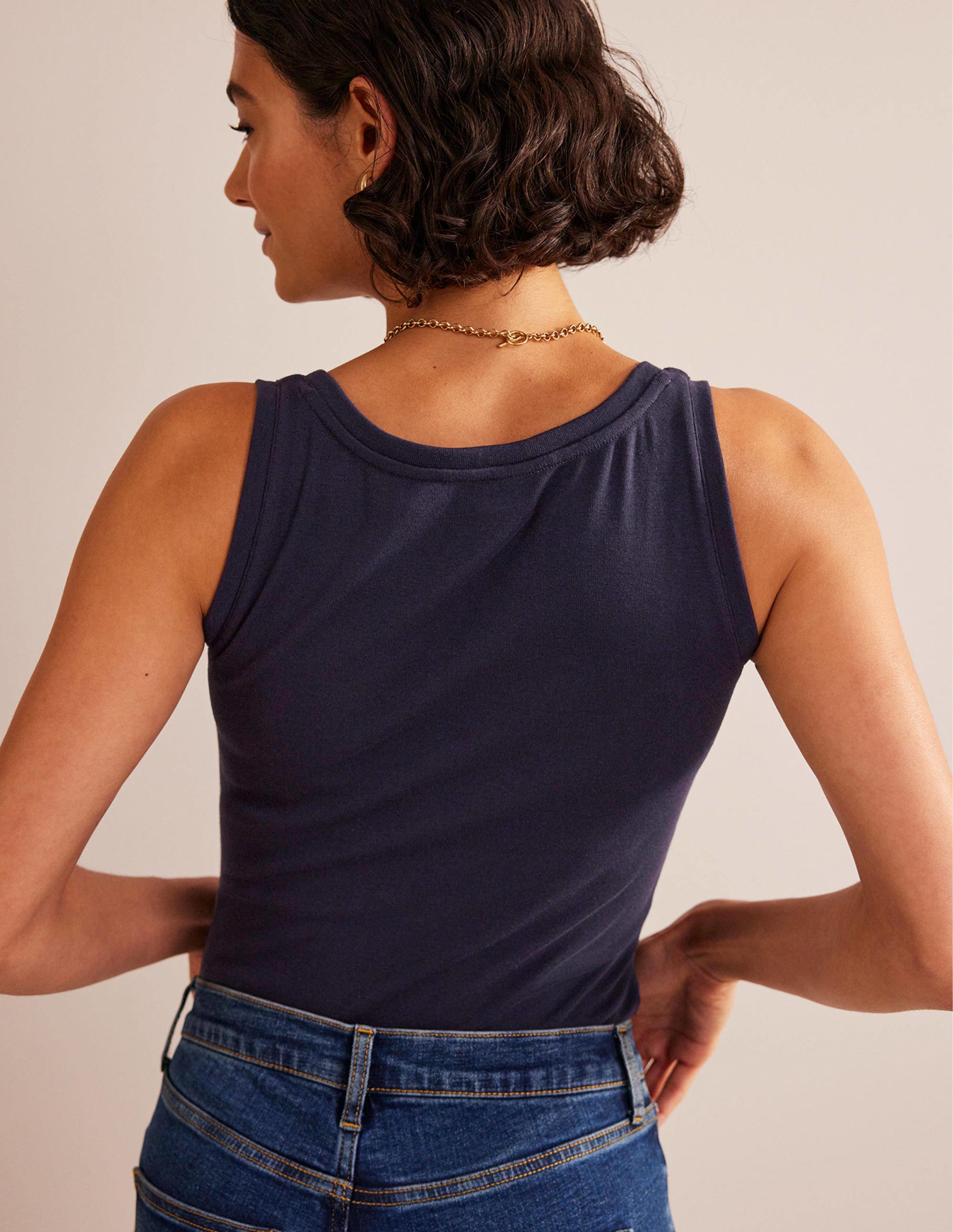 Basic-Top mit tiefem Rundhalsausschnitt-Aqua Marine Marl - Image 3