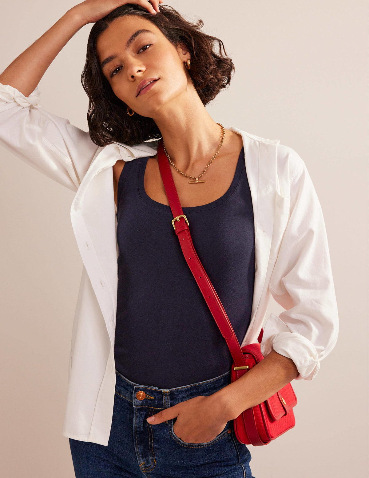 Basic-Top mit tiefem Rundhalsausschnitt-Aqua Marine Marl-4