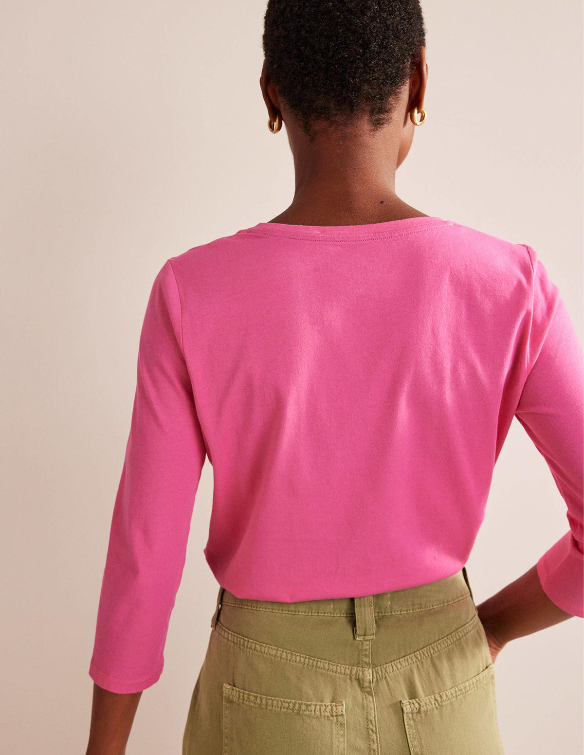 ¾-langes Oberteil mit tiefem Rundhalsausschnitt-Pink - Image 3